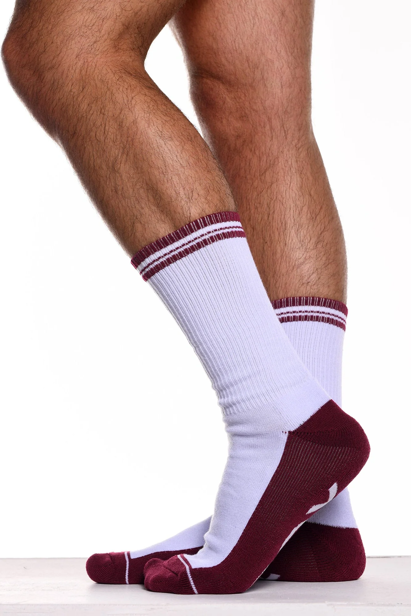 Arctic White & Burgundy - Lux Sports Socks