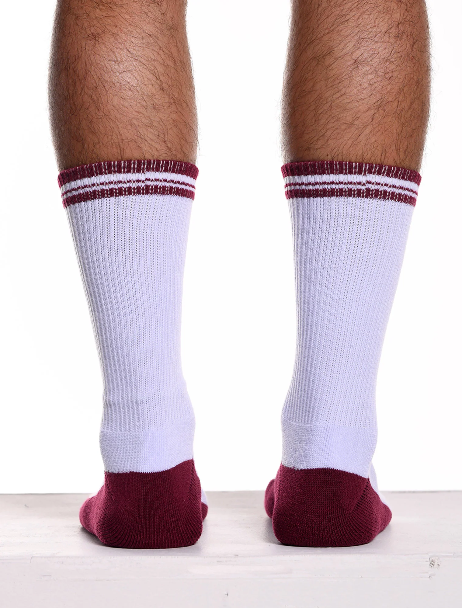 Arctic White & Burgundy - Lux Sports Socks - Image 2