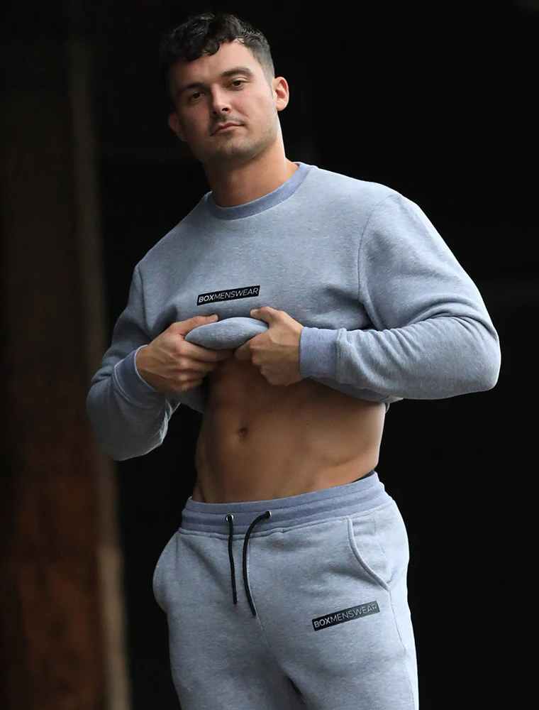 Comfort Fit: Crew Neck - Melange Grey - Image 6