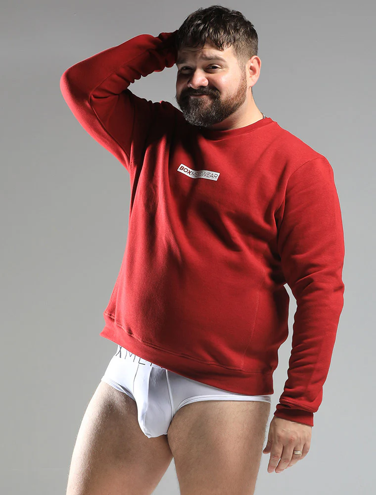 Comfort Fit: Crew Neck - Dark Red - Image 3