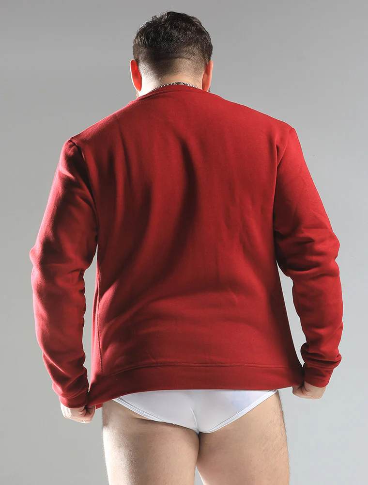 Comfort Fit: Crew Neck - Dark Red - Image 5