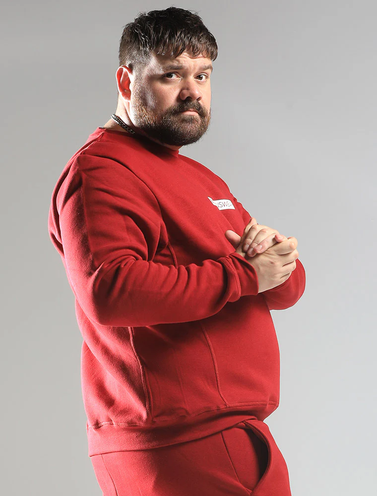 Comfort Fit: Crew Neck - Dark Red - Image 7