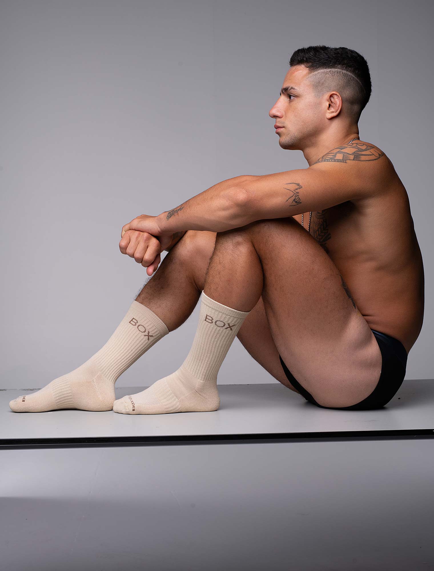 Essentials Rib Crew Socks - Cream - Image 2