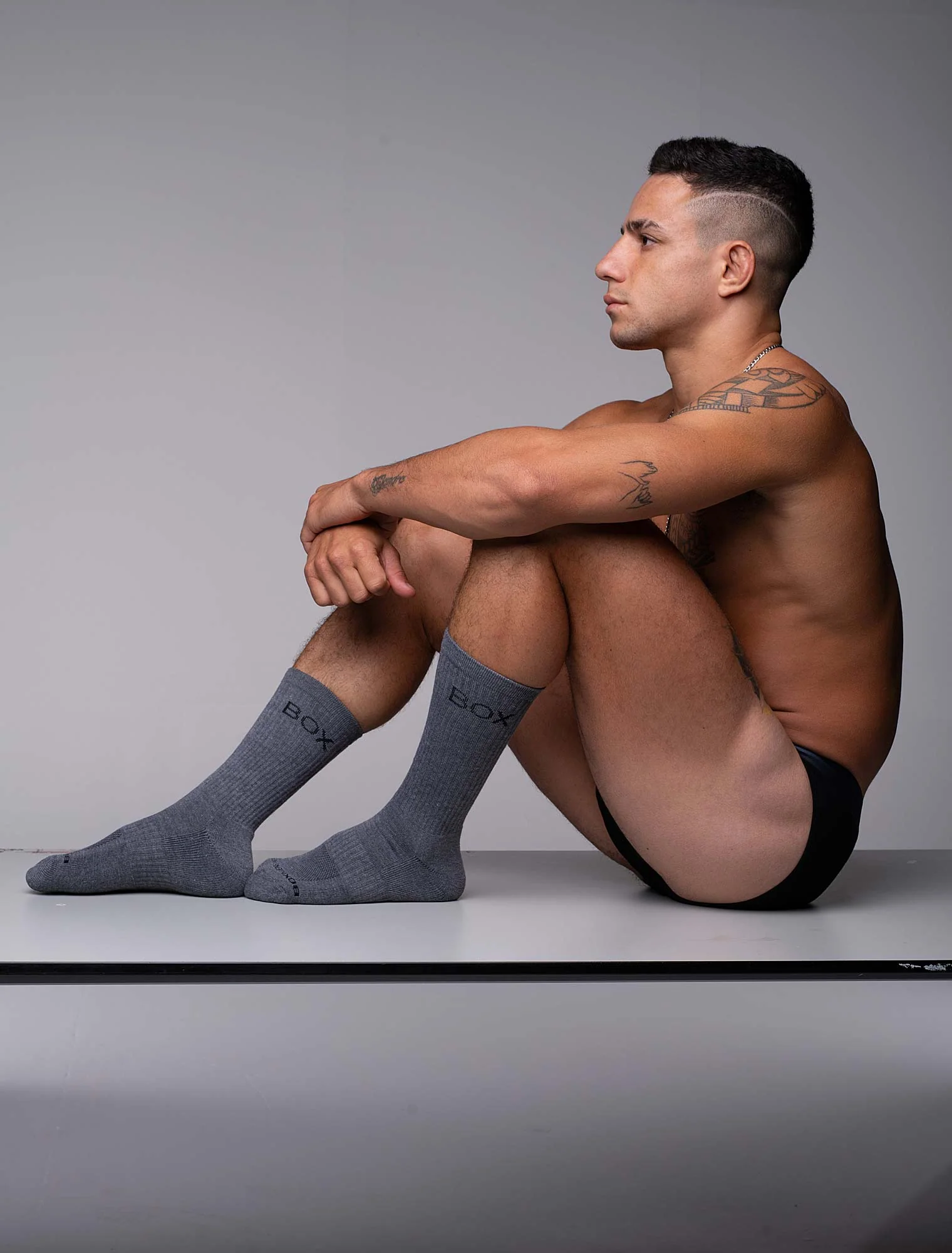 Essentials Rib Crew Socks - Light Grey - Image 2