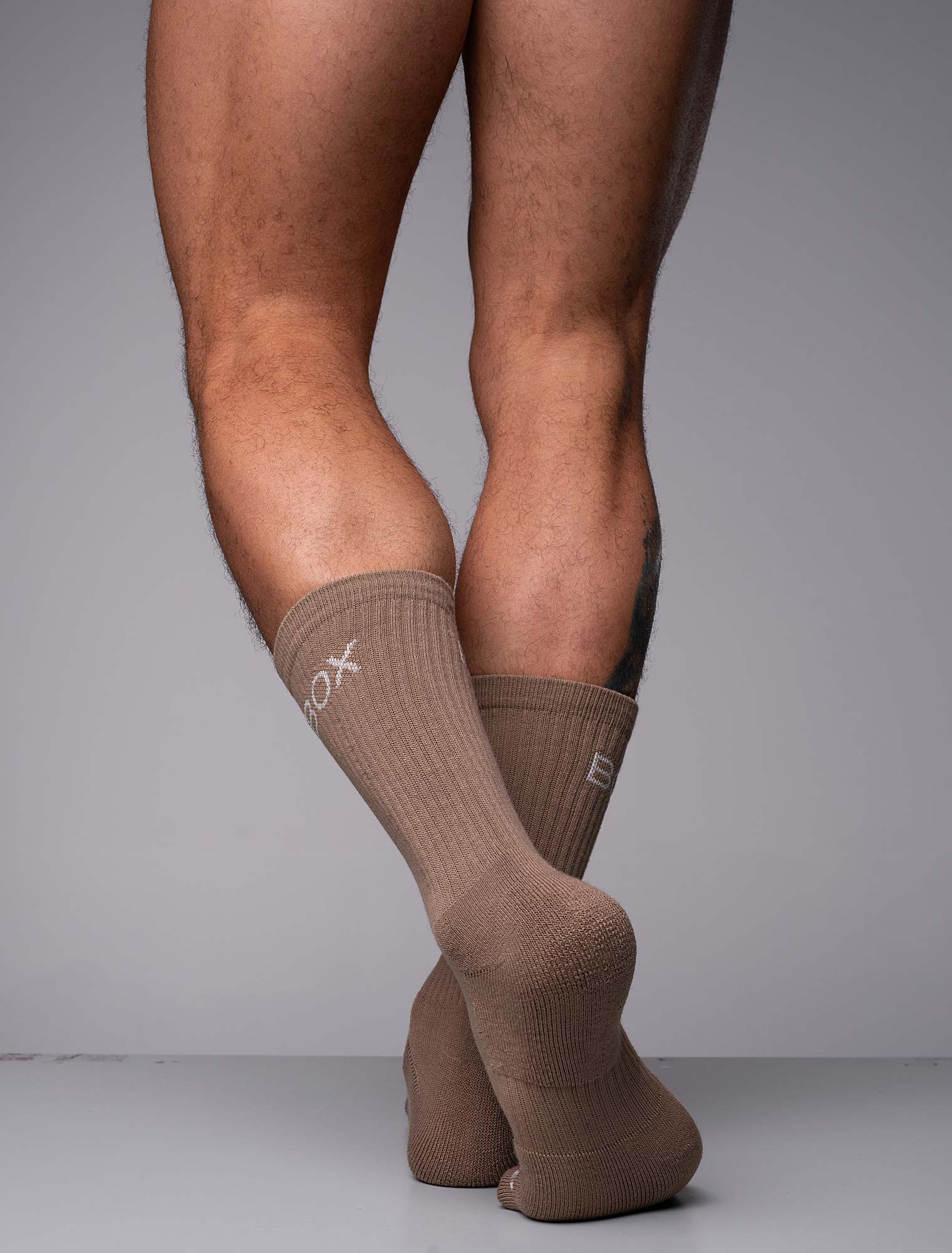 Essentials Rib Crew Socks - Taupe - Image 3