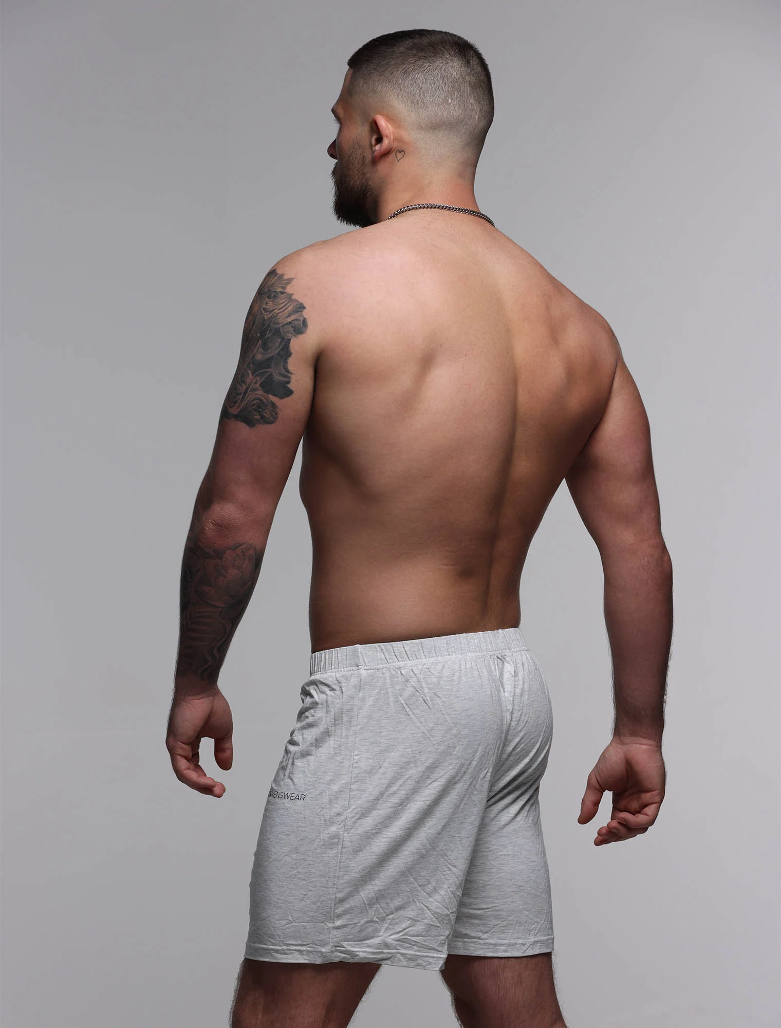 Mens Bed Shorts V2 - Melange Grey - Image 3
