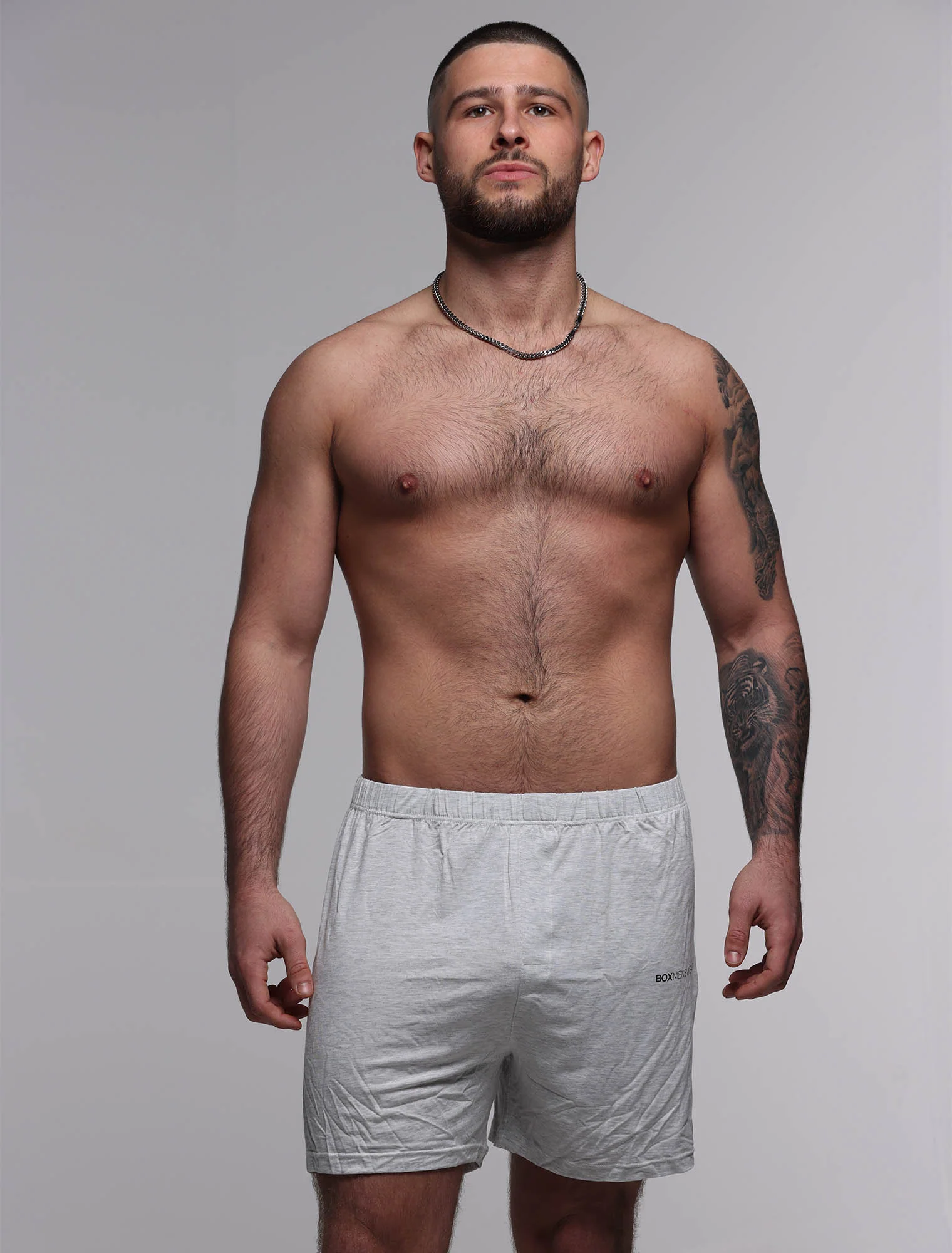 Mens Bed Shorts V2 - Melange Grey - Image 4
