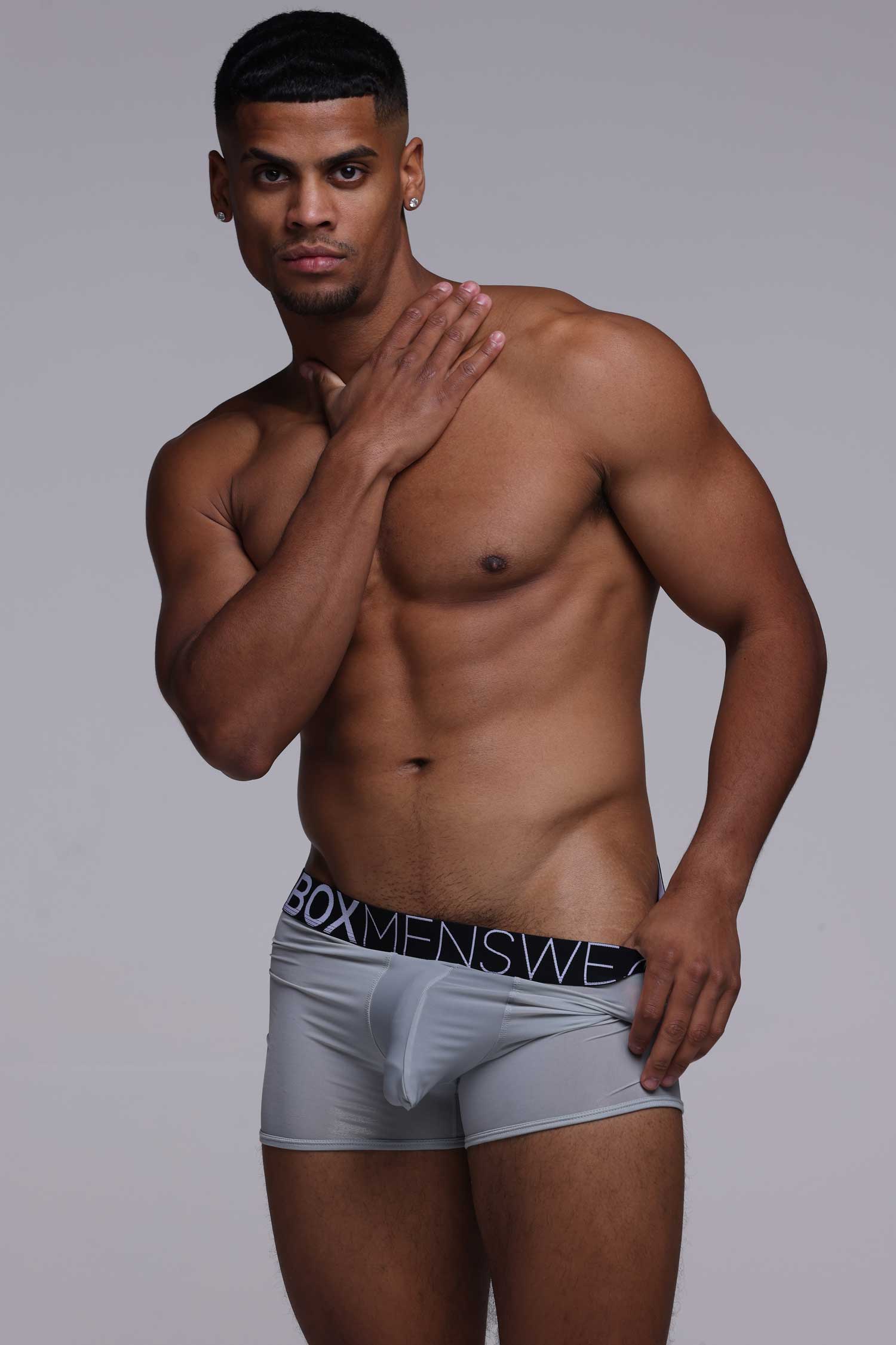 Mens Boxers: Defined Crotch - Grey - Image 2
