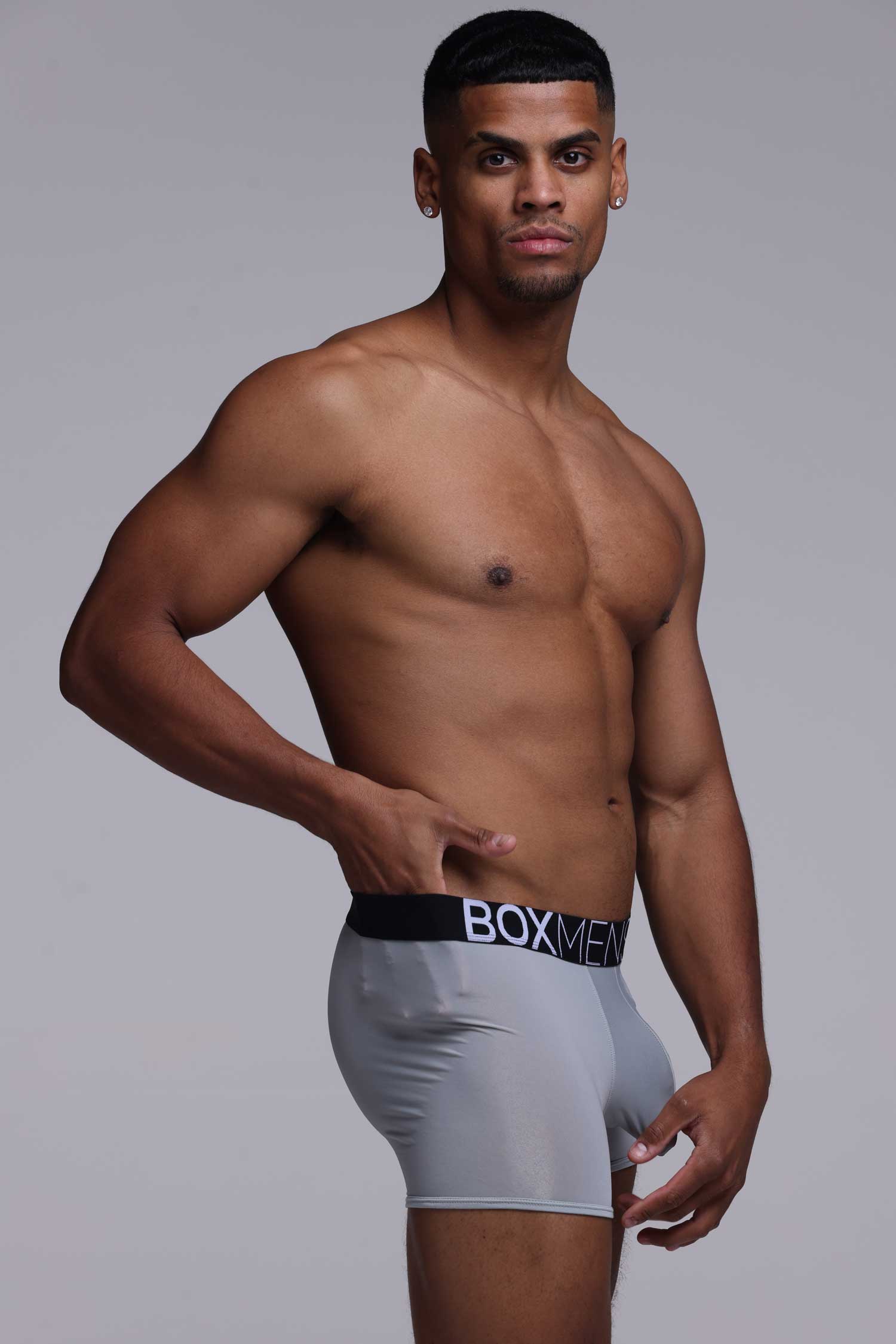 Mens Boxers: Defined Crotch - Grey - Image 6