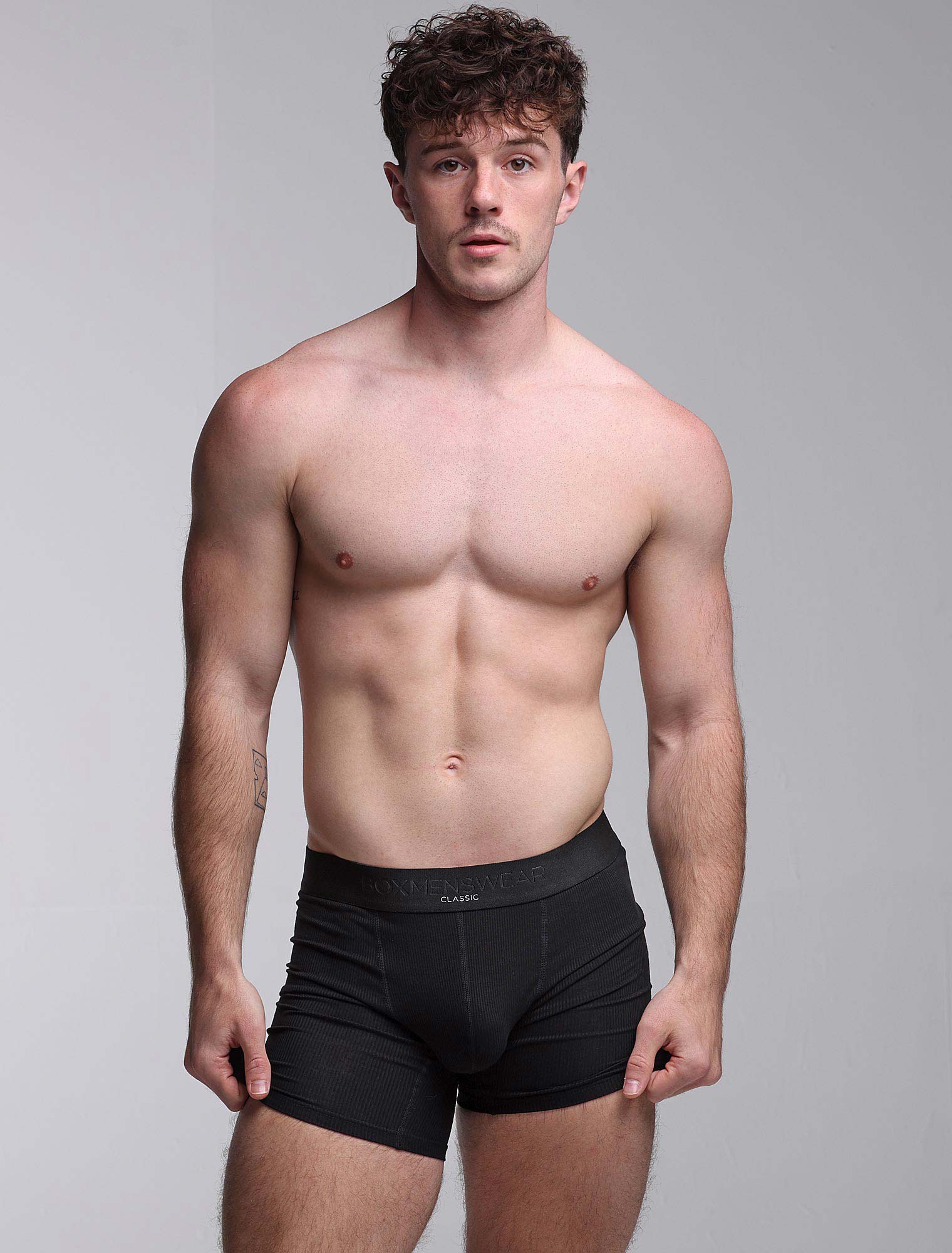 Mens Classic Ribbed Boxers - Black - Image 10