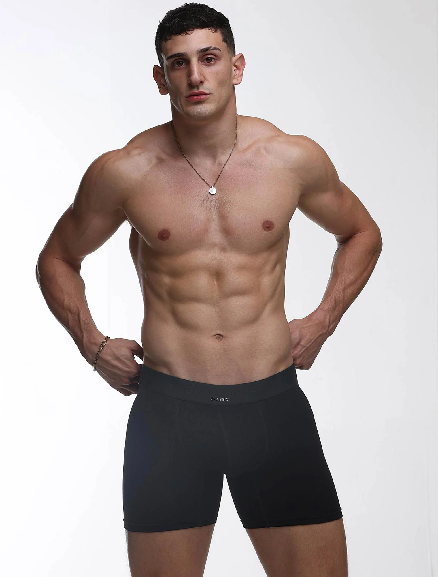 Mens Classic Ribbed Boxers - Black - Image 5