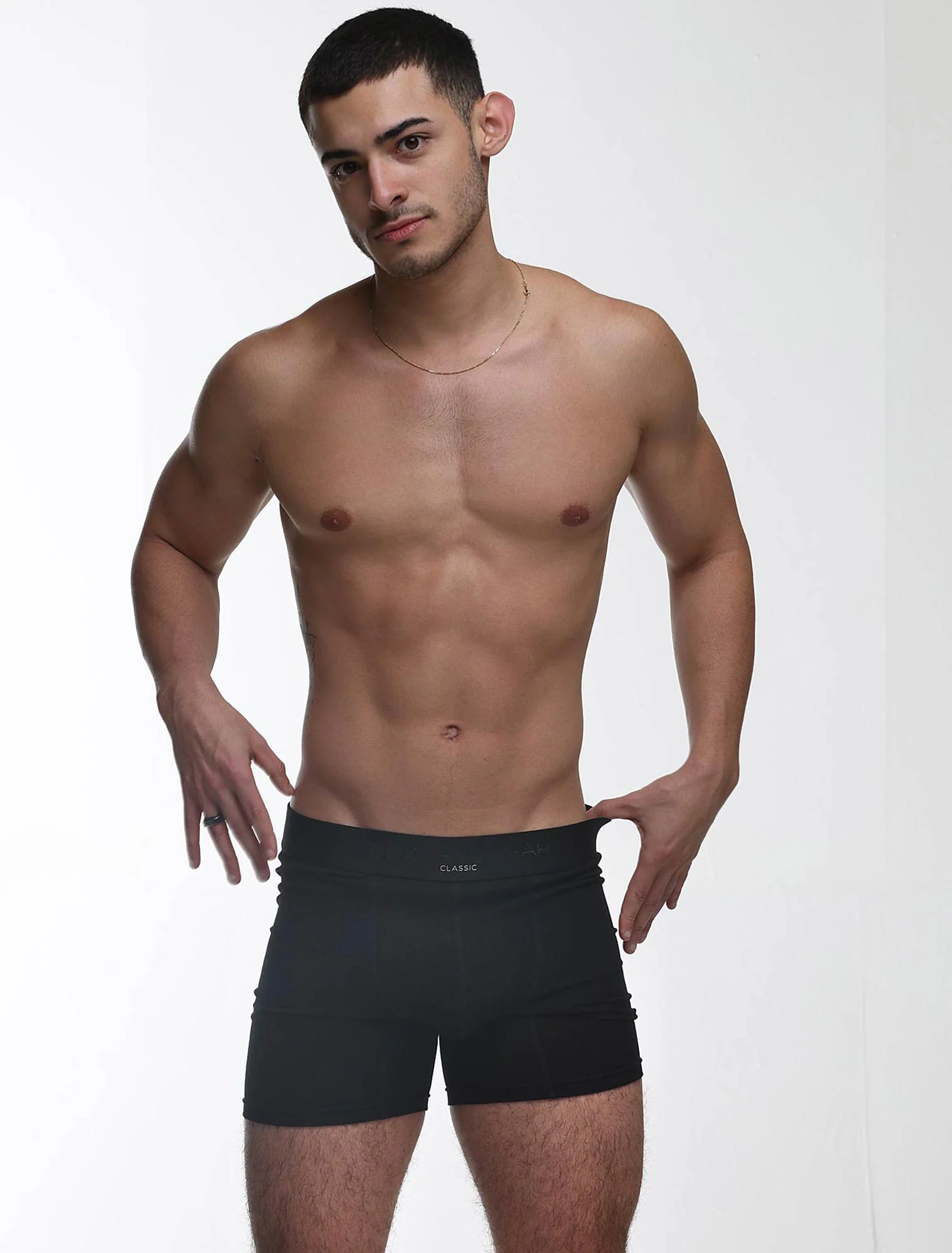 Mens Classic Ribbed Boxers - Black - Image 7