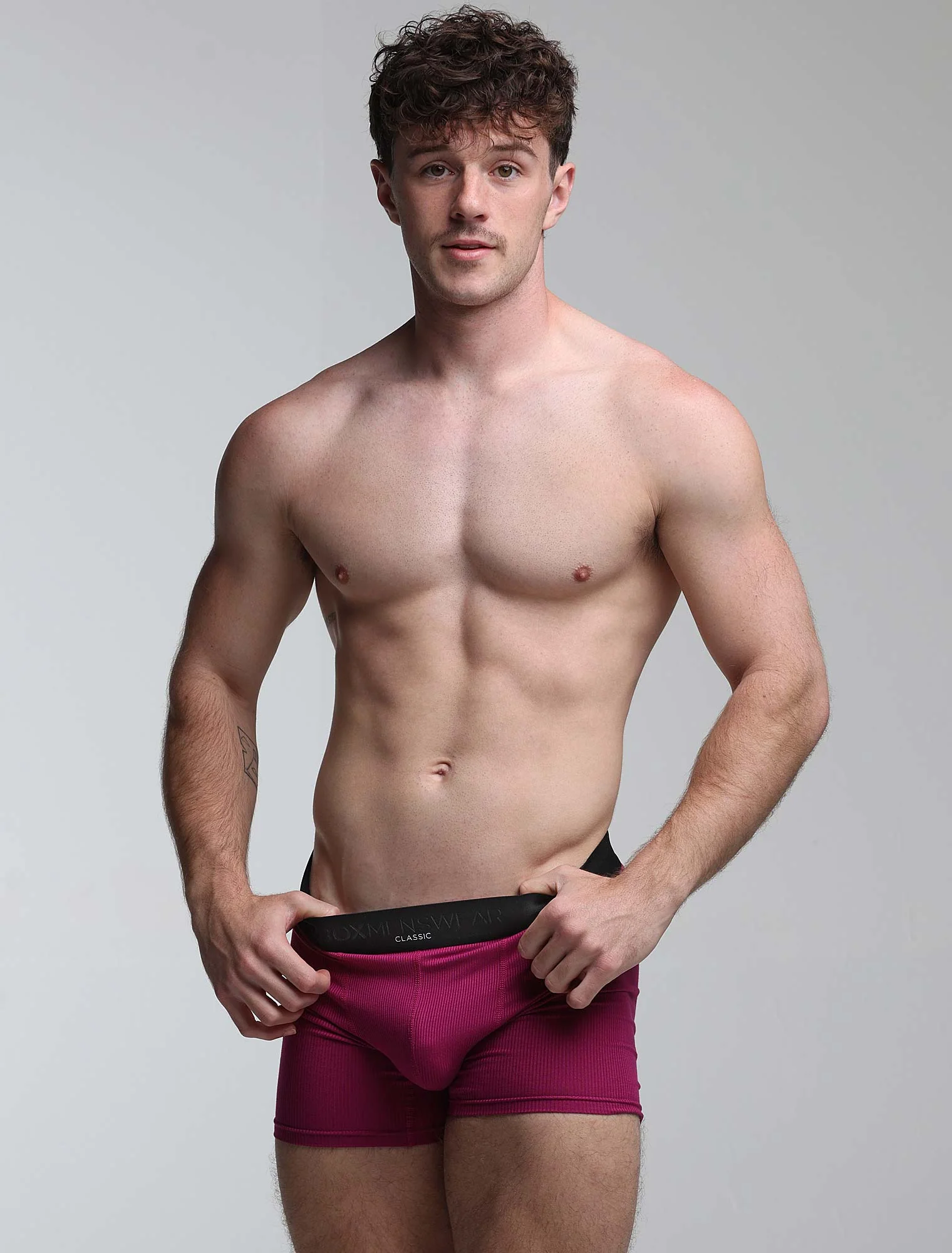 Mens Classic Ribbed Boxers - Cherry - Image 3