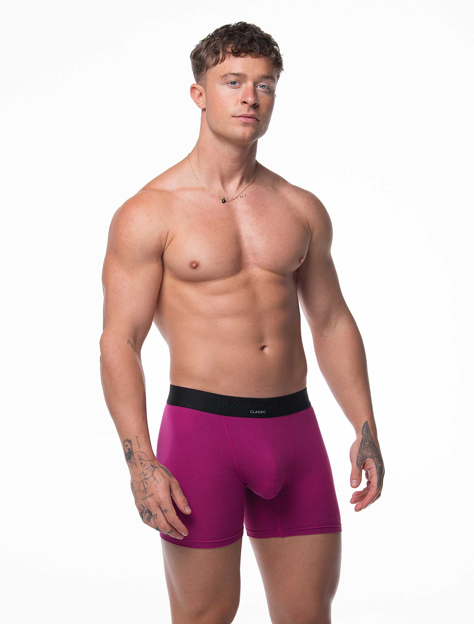 Mens Classic Ribbed Boxers - Cherry - Image 4