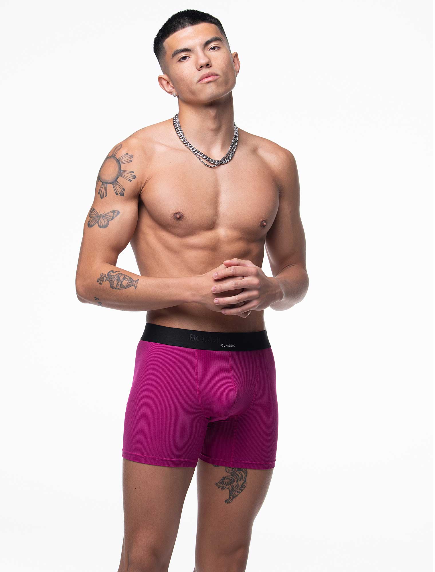 Mens Classic Ribbed Boxers - Cherry - Image 5
