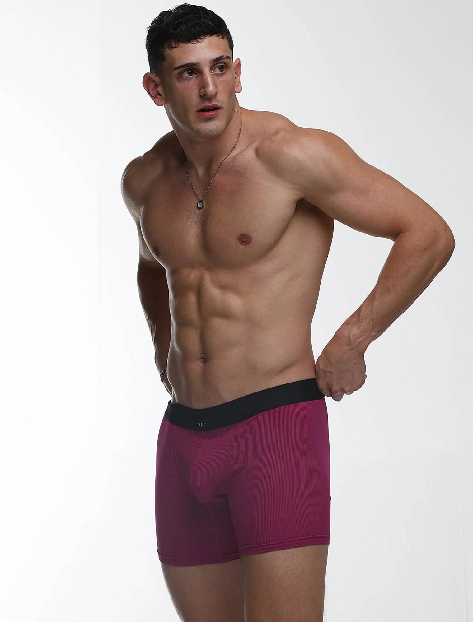 Mens Classic Ribbed Boxers - Cherry - Image 8