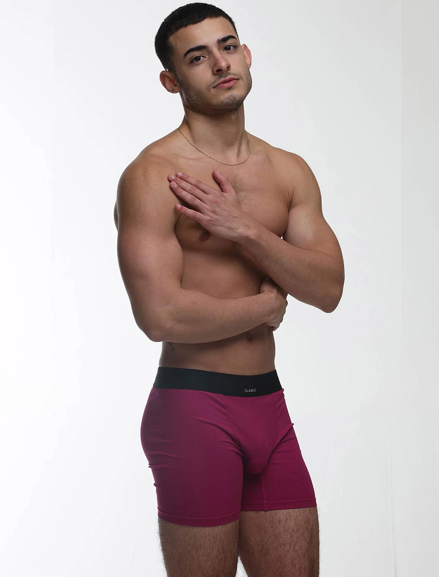 Mens Classic Ribbed Boxers - Cherry - Image 9