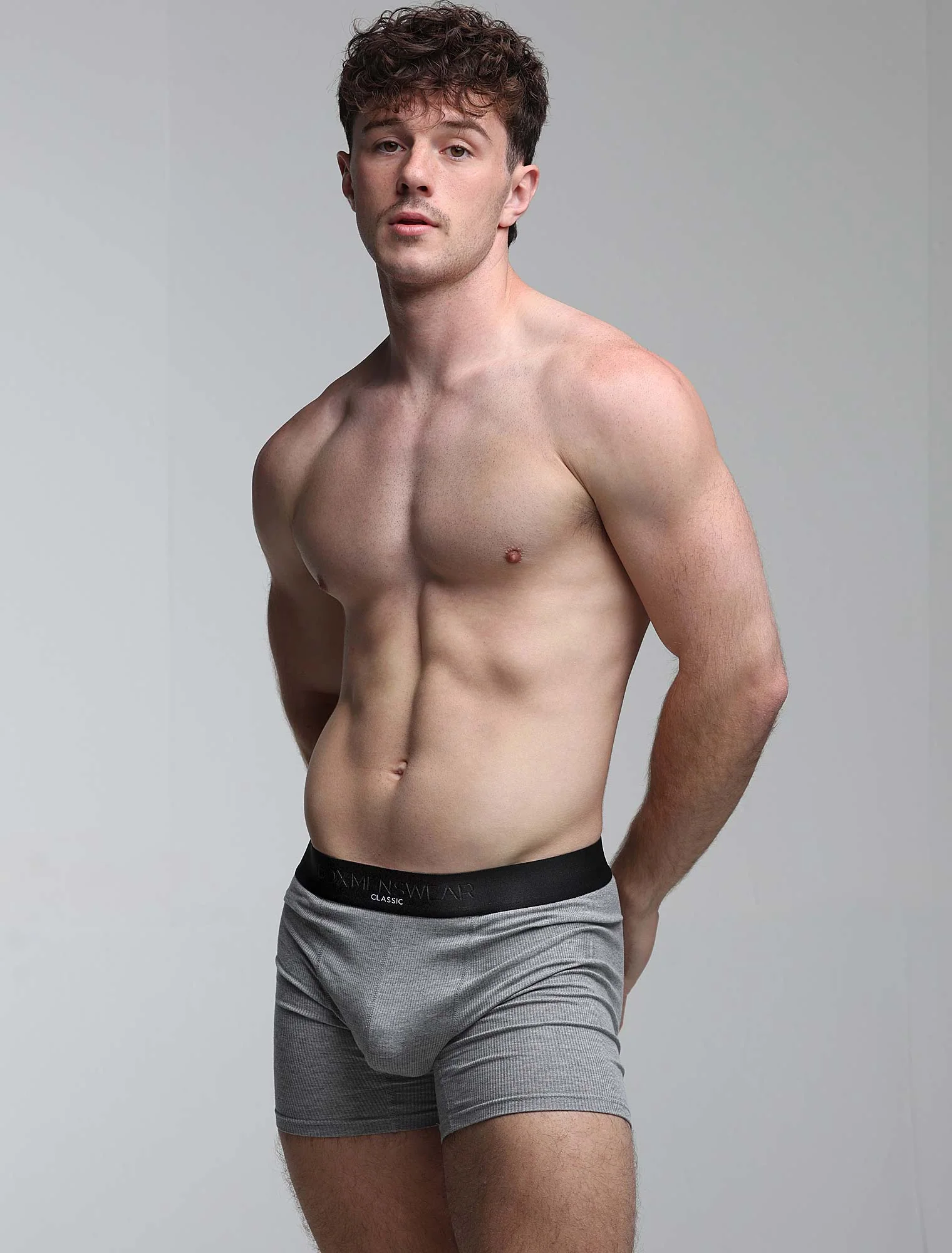 Mens Classic Ribbed Boxers - Grey - Image 3