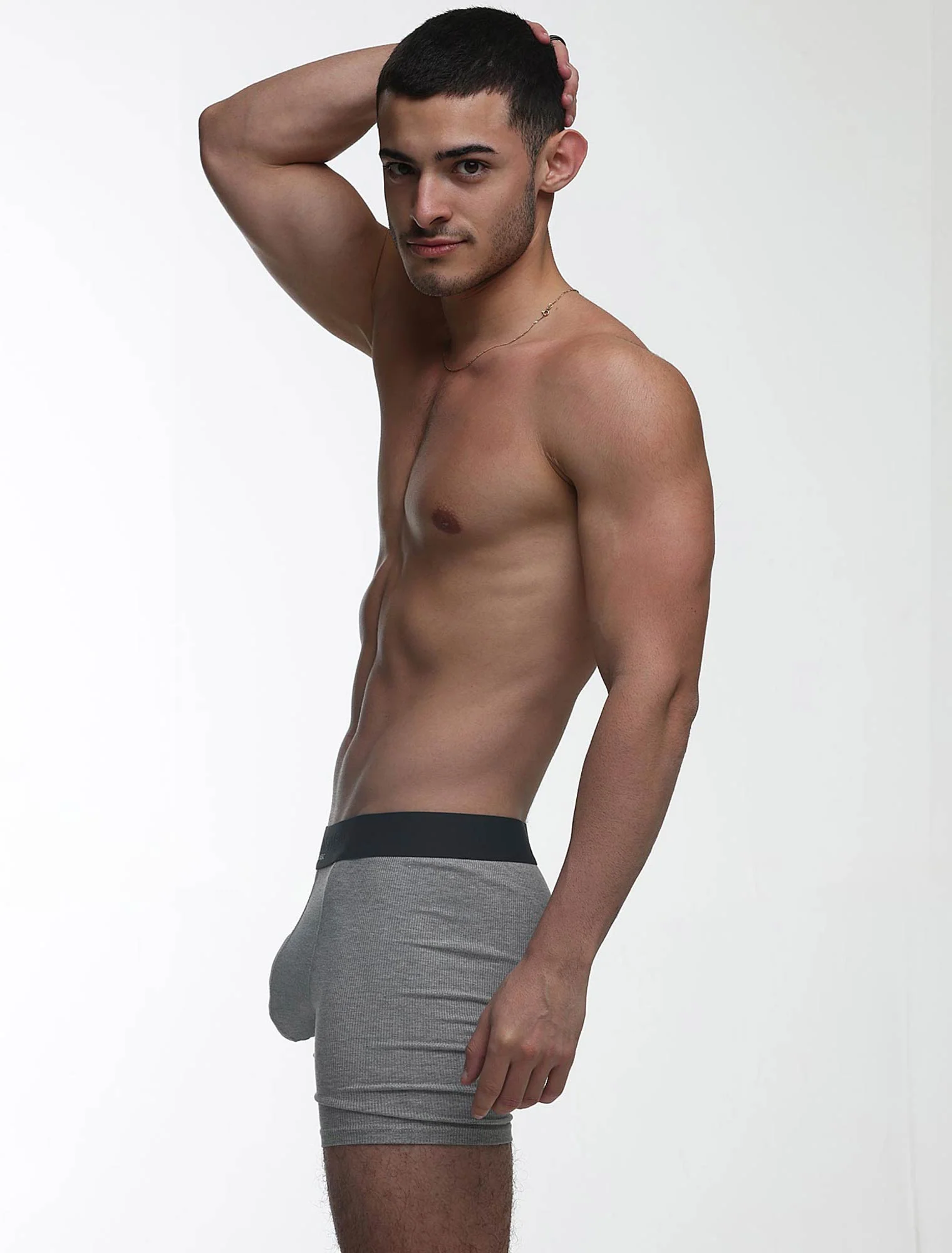 Mens Classic Ribbed Boxers - Grey - Image 6