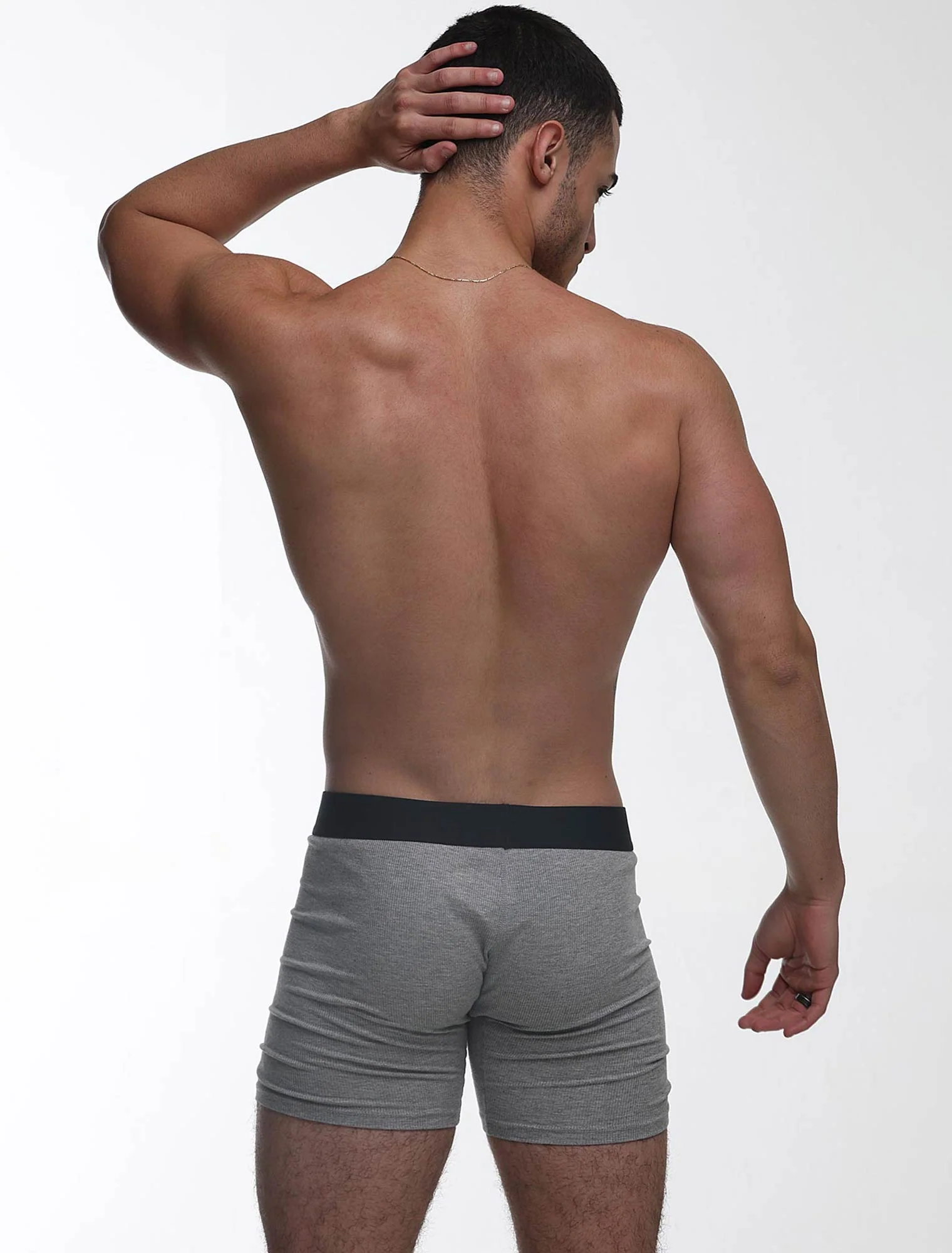 Mens Classic Ribbed Boxers - Grey - Image 7