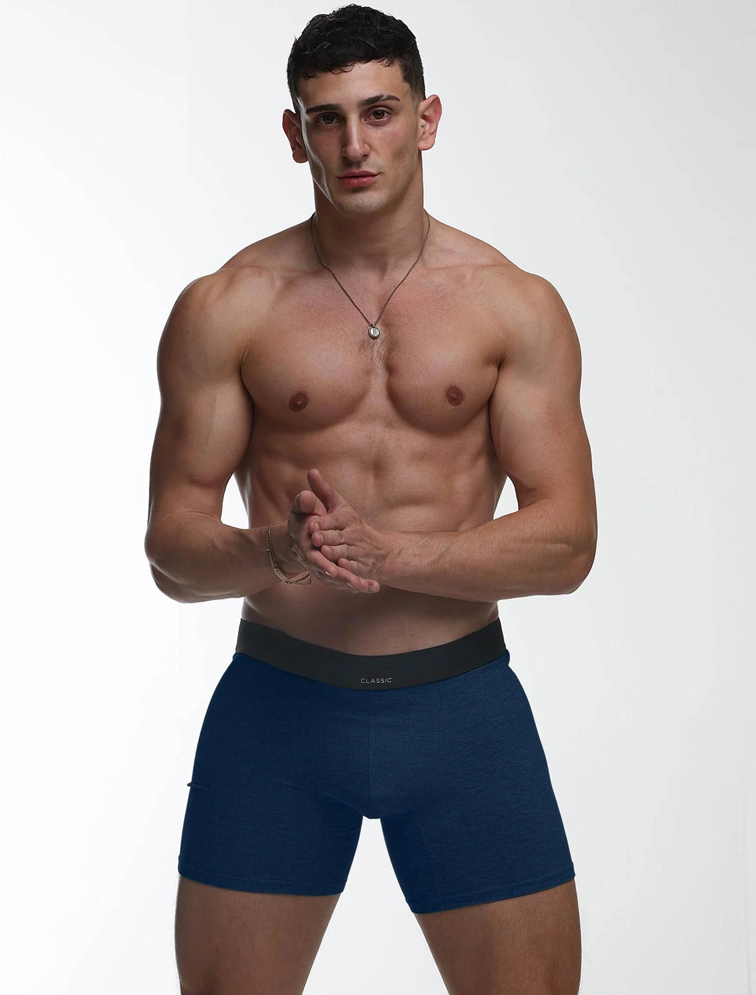 Mens Classic Ribbed Boxers - Navy - Image 3