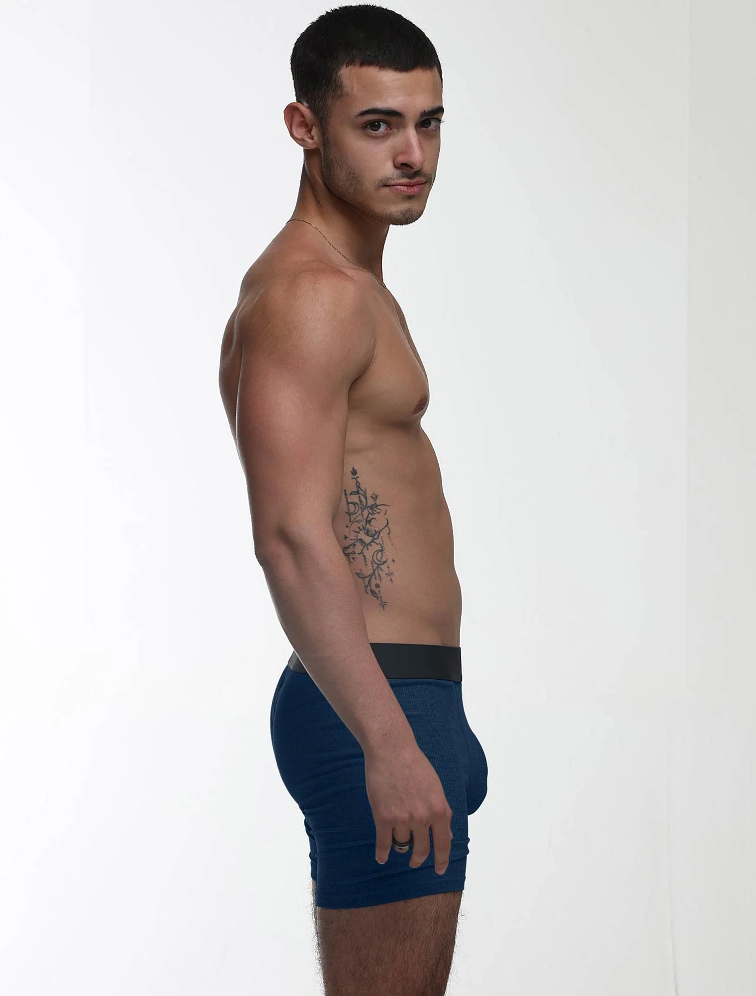 Mens Classic Ribbed Boxers - Navy - Image 5