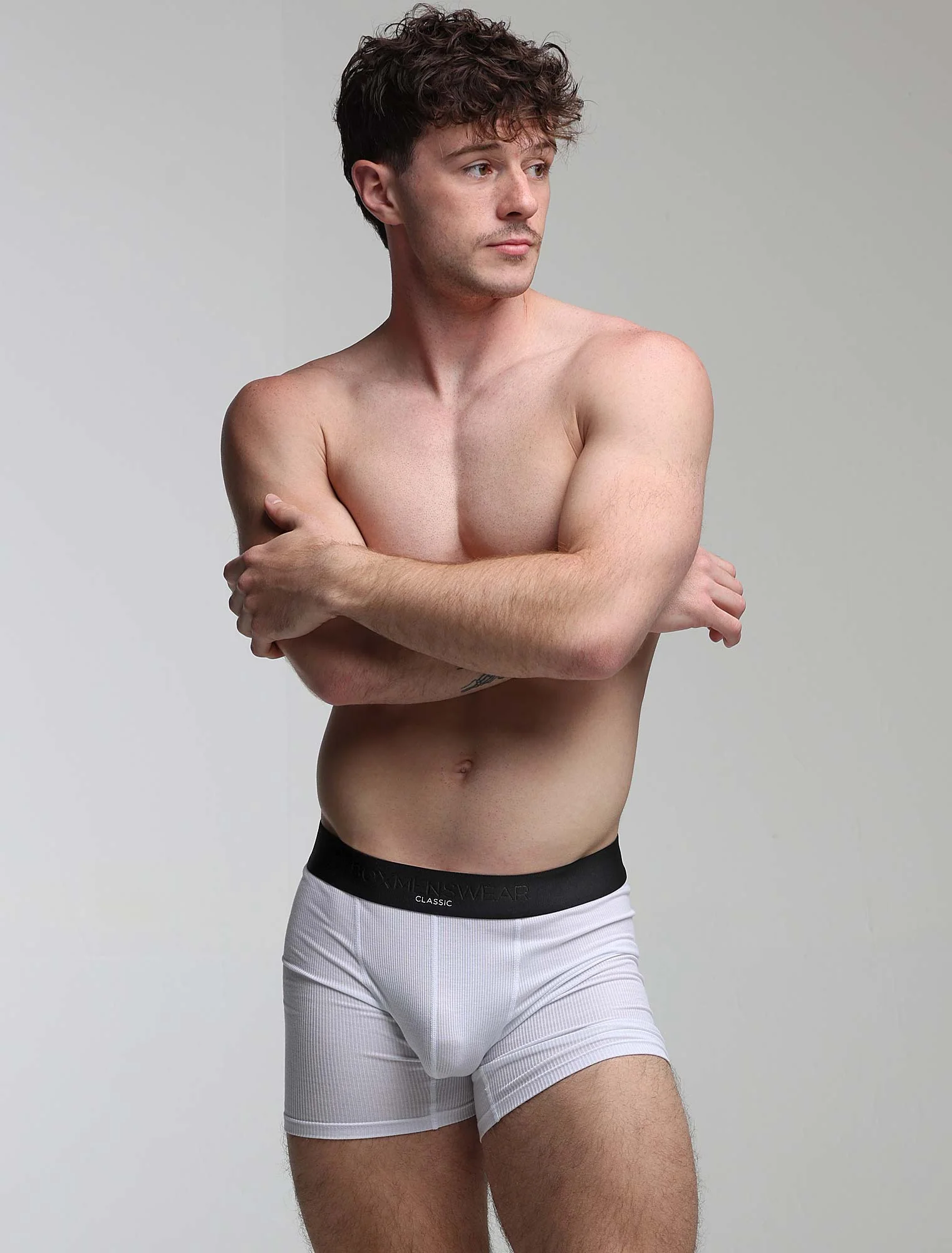Mens Classic Ribbed Boxers - White - Image 4