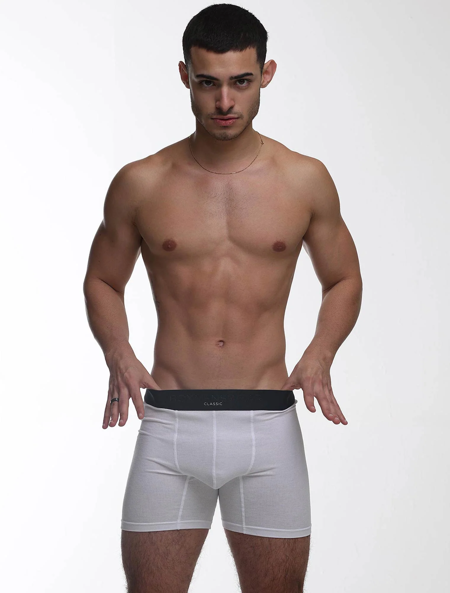 Mens Classic Ribbed Boxers - White - Image 7