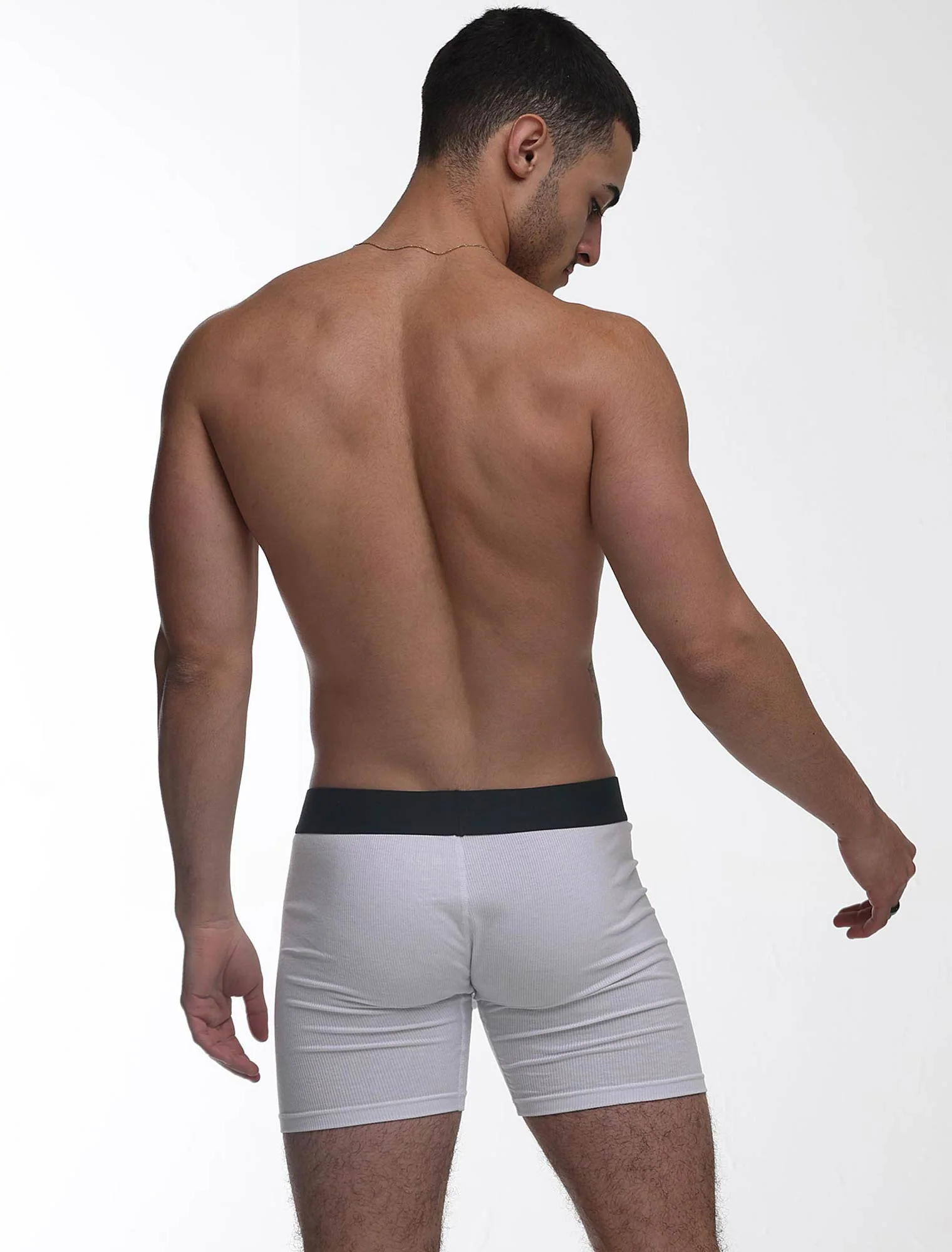 Mens Classic Ribbed Boxers - White - Image 8