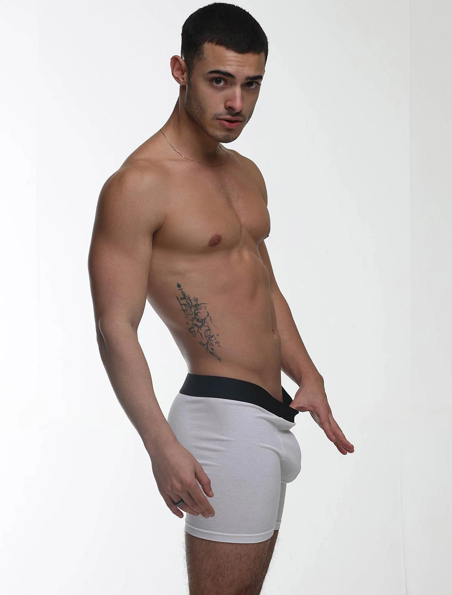 Mens Classic Ribbed Boxers - White - Image 9