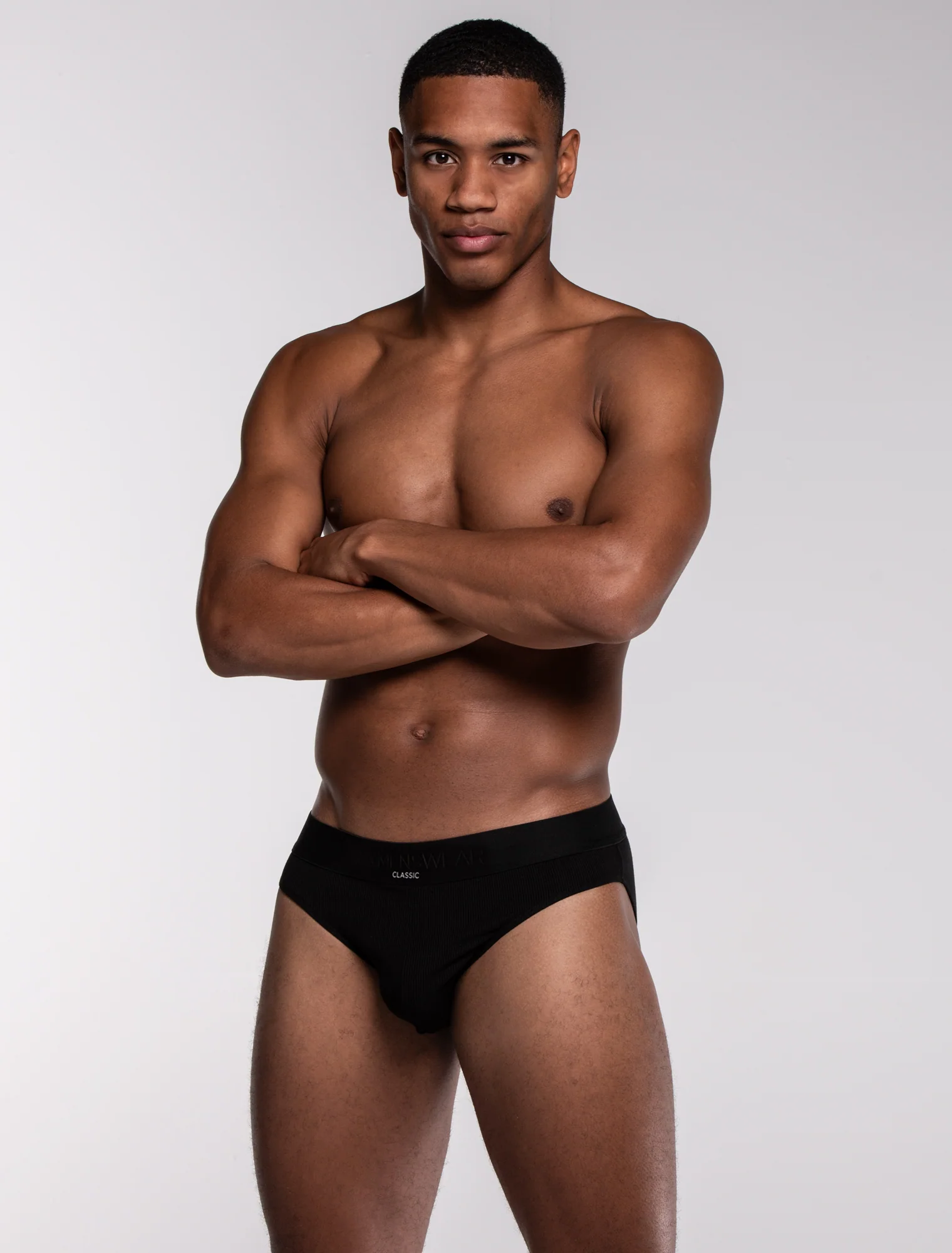 Mens Classic Ribbed Briefs - Black - Image 5