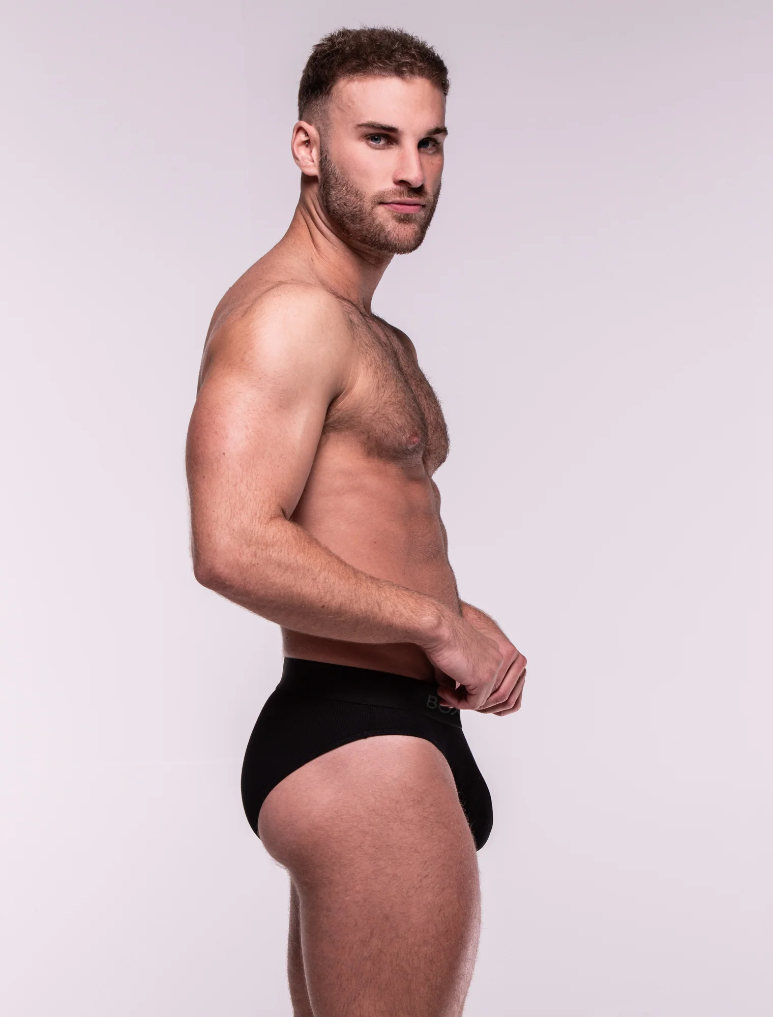 Mens Classic Ribbed Briefs - Black - Image 6