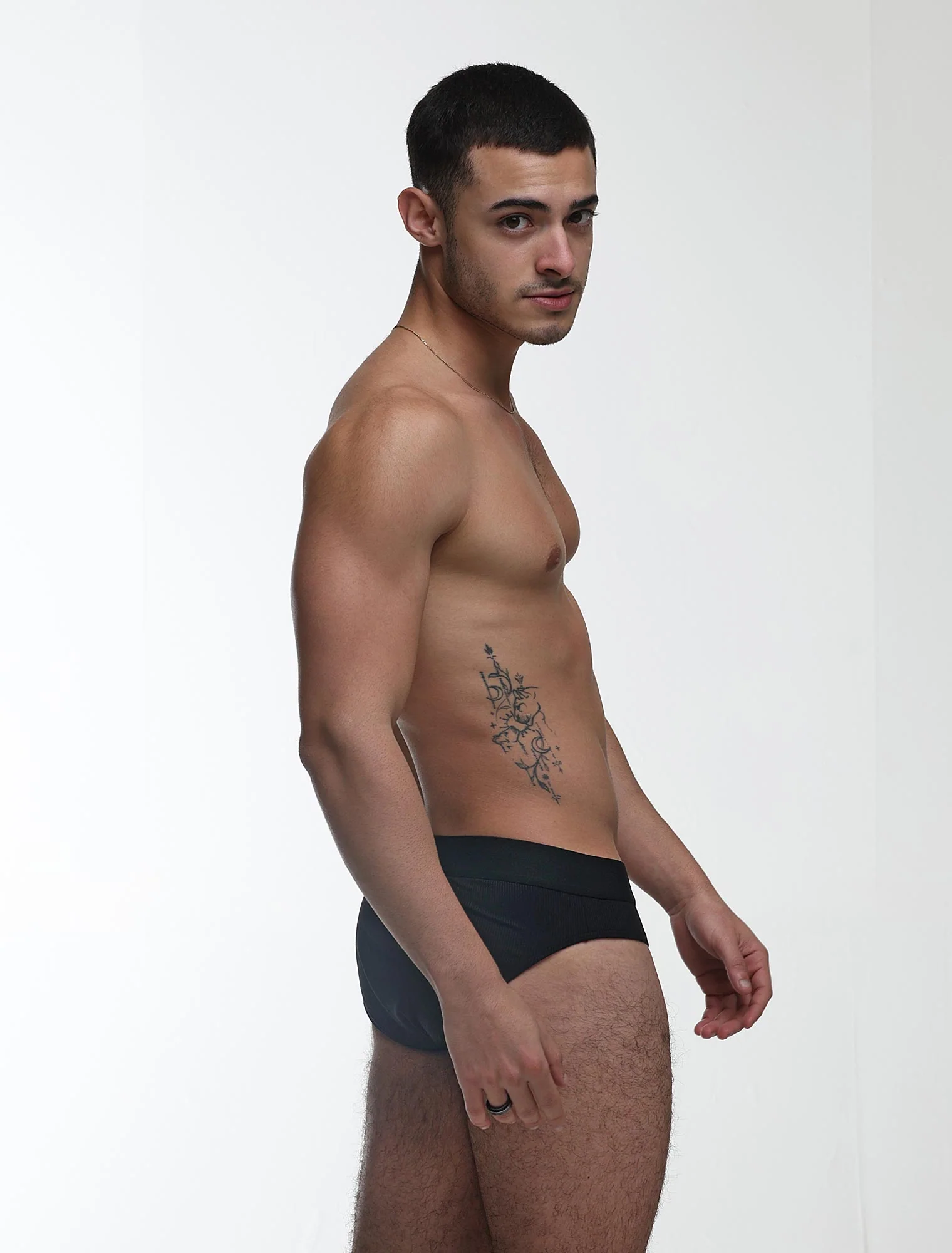 Mens Classic Ribbed Briefs - Black - Image 8