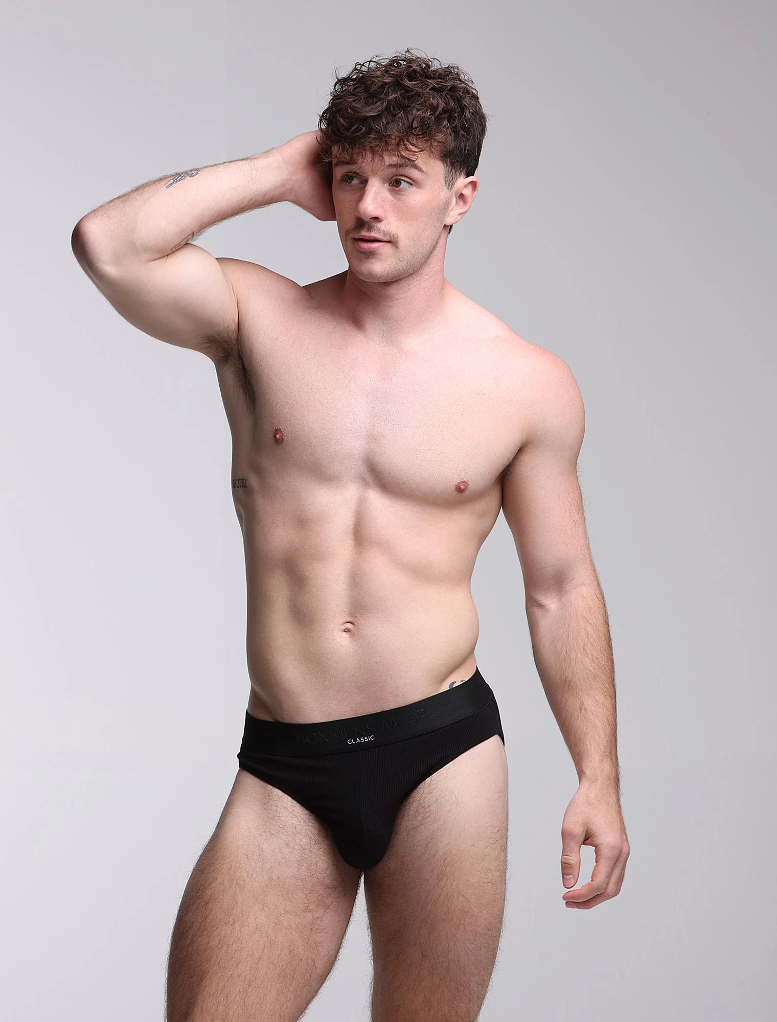 Mens Classic Ribbed Briefs - Black - Image 9
