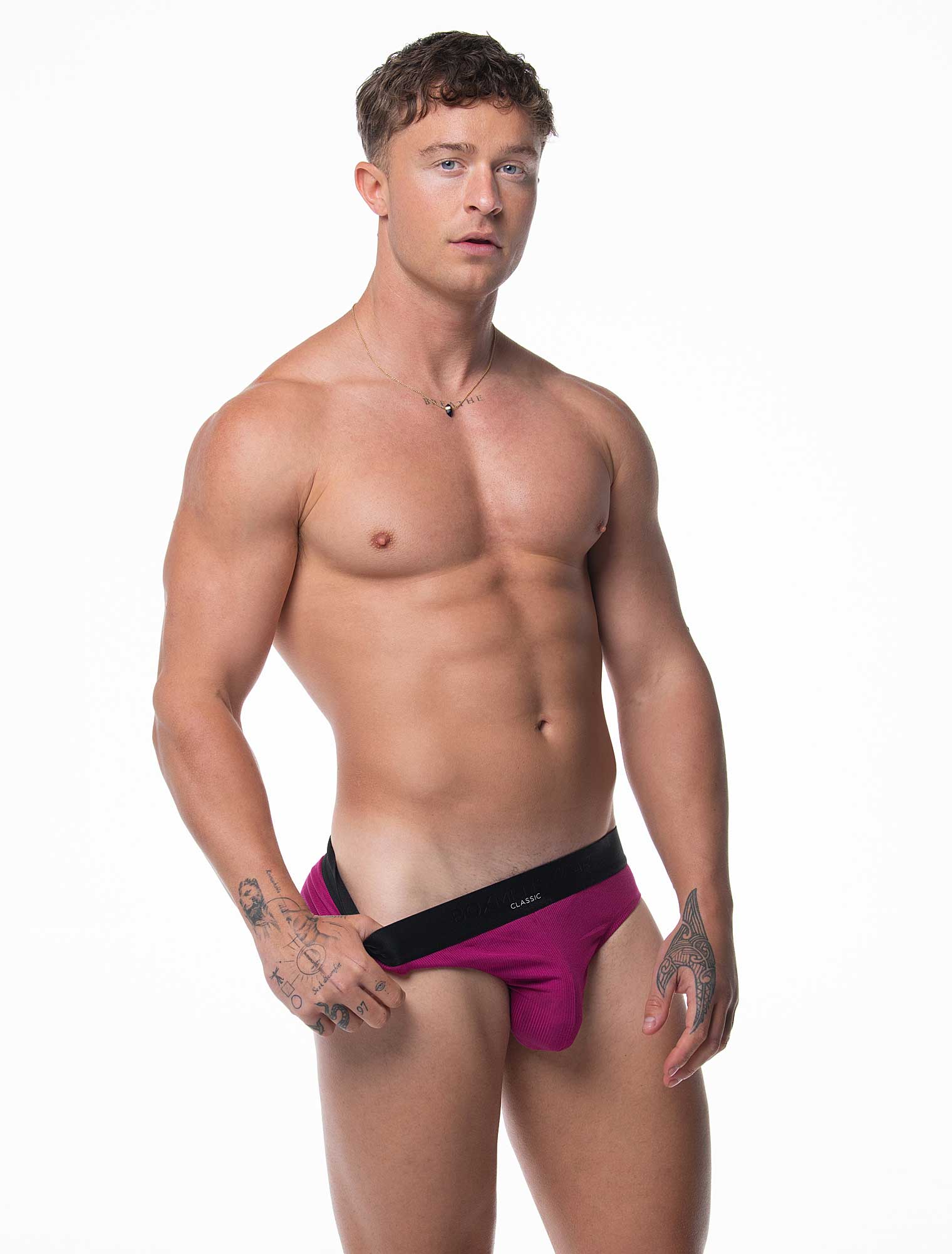 Mens Classic Ribbed Briefs - Cherry - Image 5