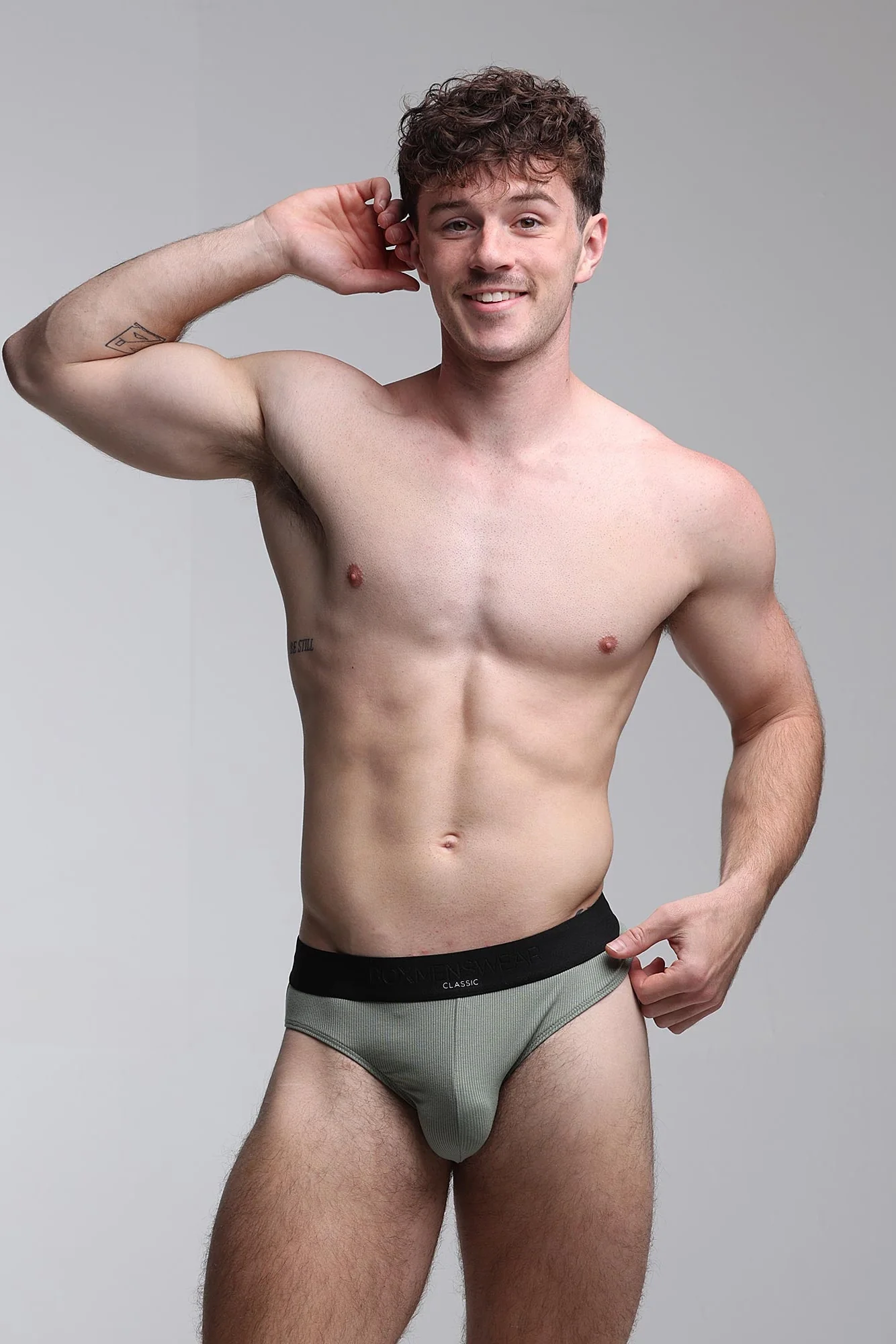 Mens Classic Ribbed Briefs - Green - Image 3