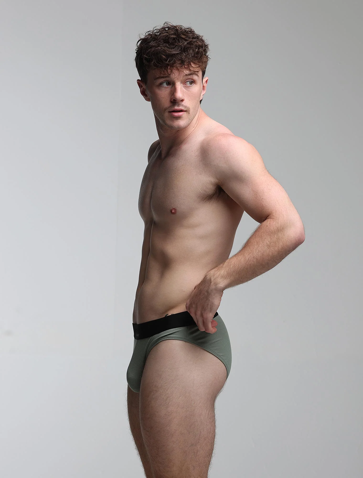 Mens Classic Ribbed Briefs - Green - Image 8