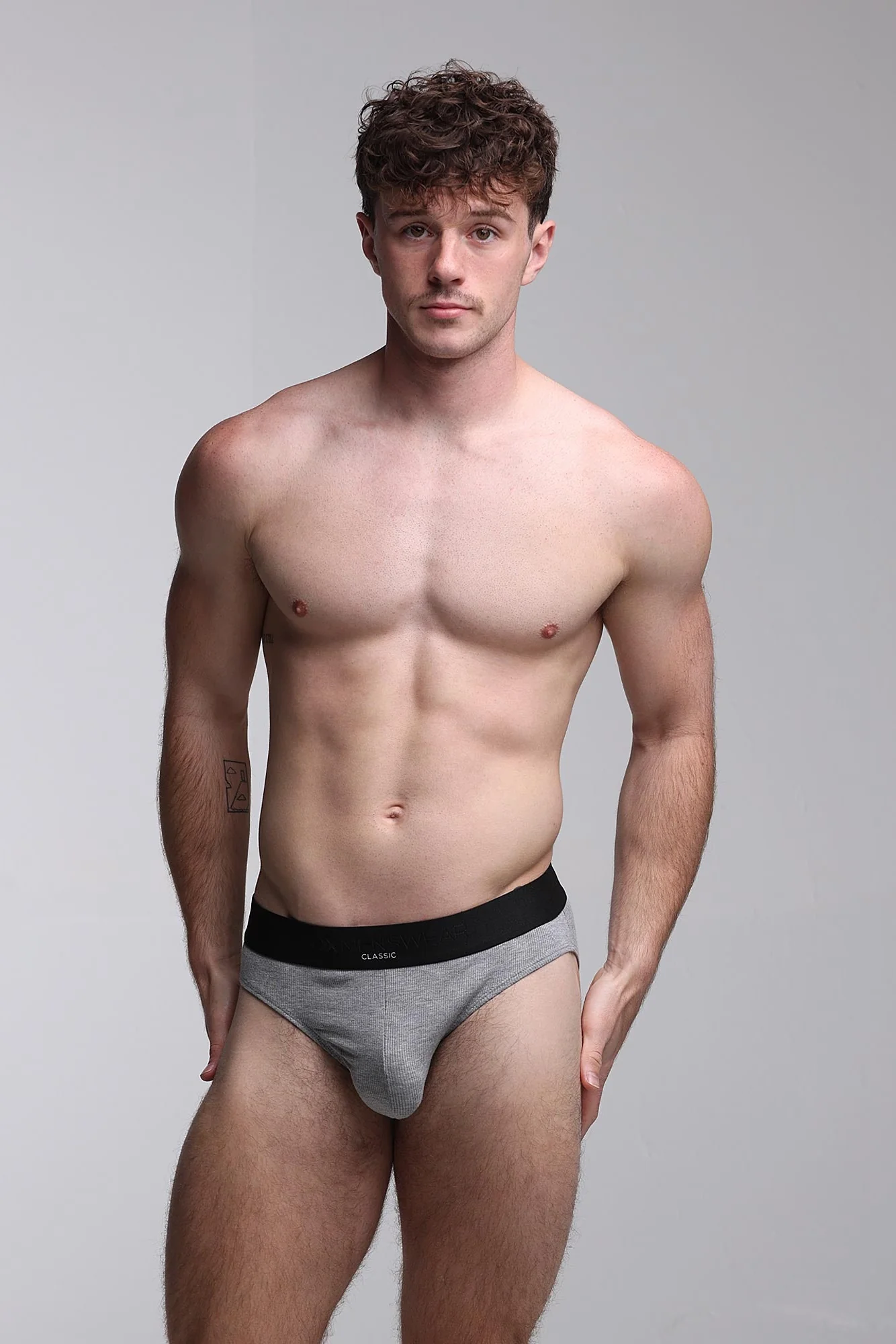 Mens Classic Ribbed Briefs - Grey - Image 11