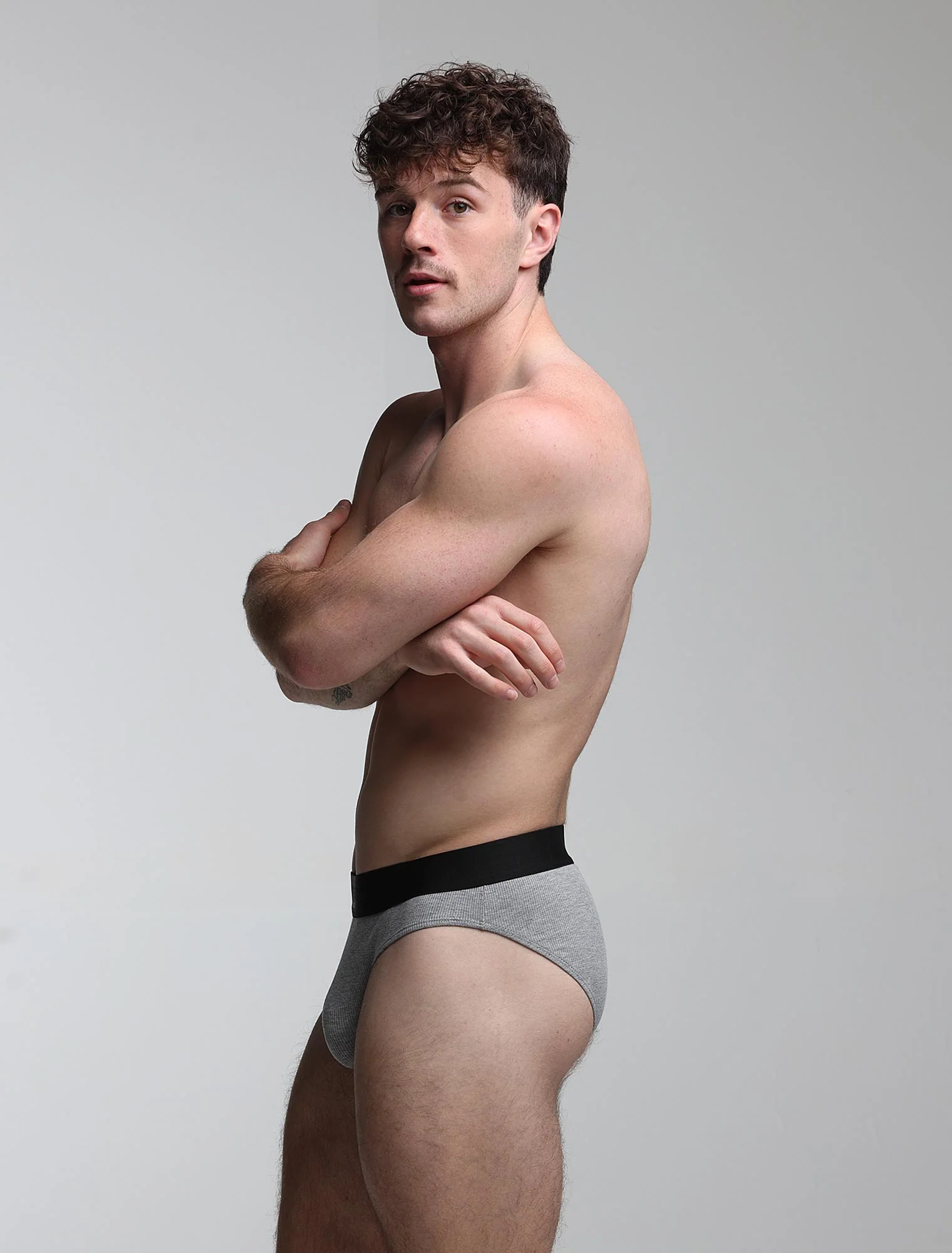 Mens Classic Ribbed Briefs - Grey - Image 9