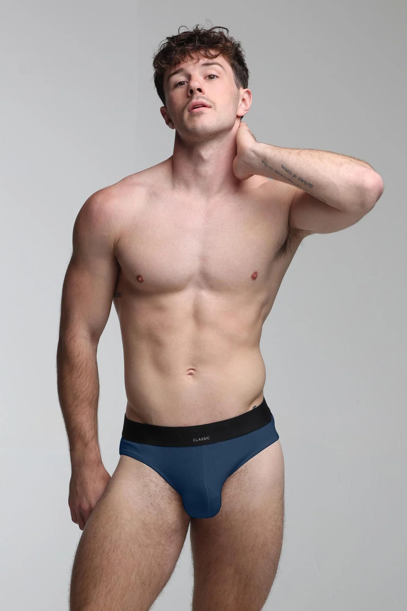 Mens Classic Ribbed Briefs - Navy