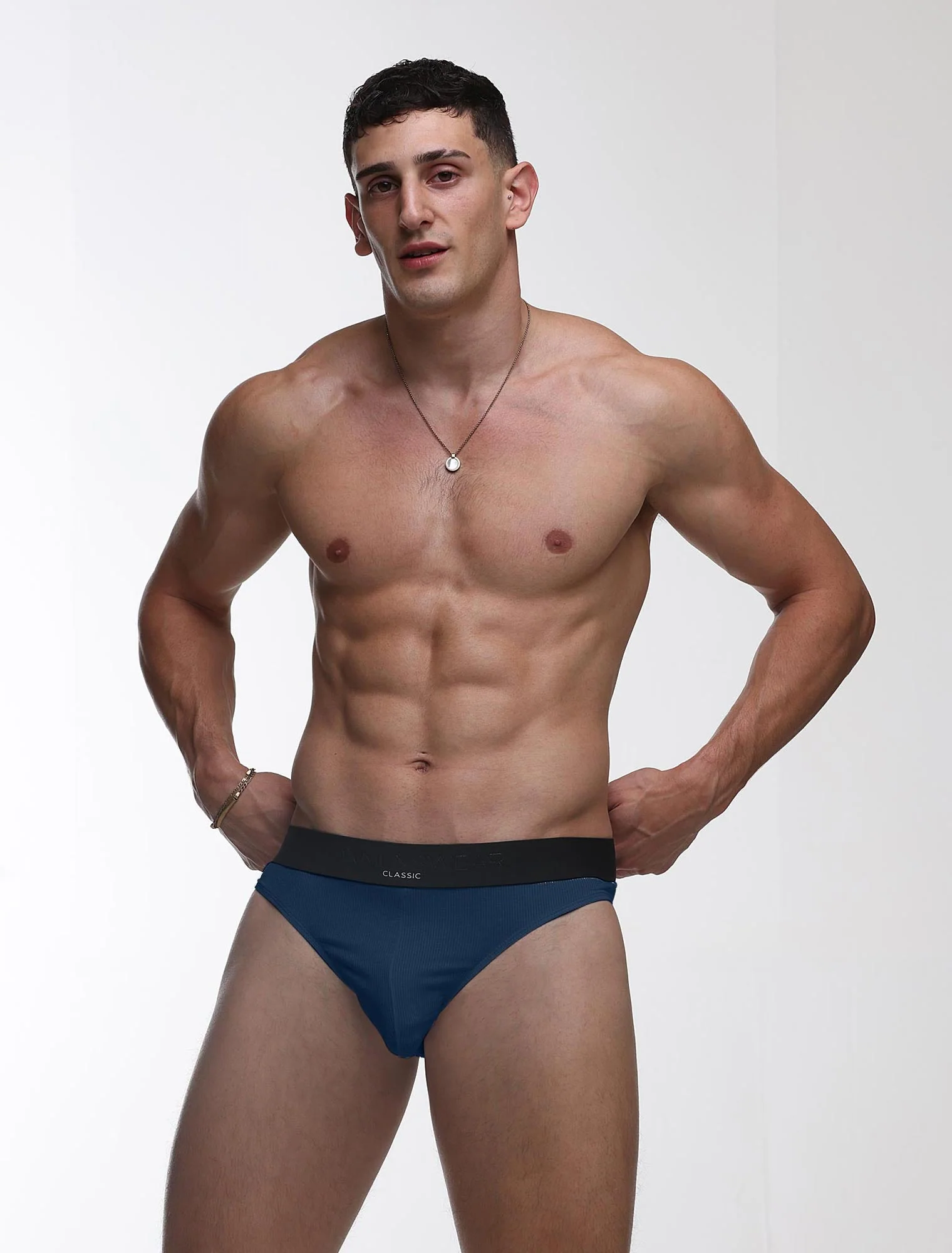 Mens Classic Ribbed Briefs - Navy - Image 5