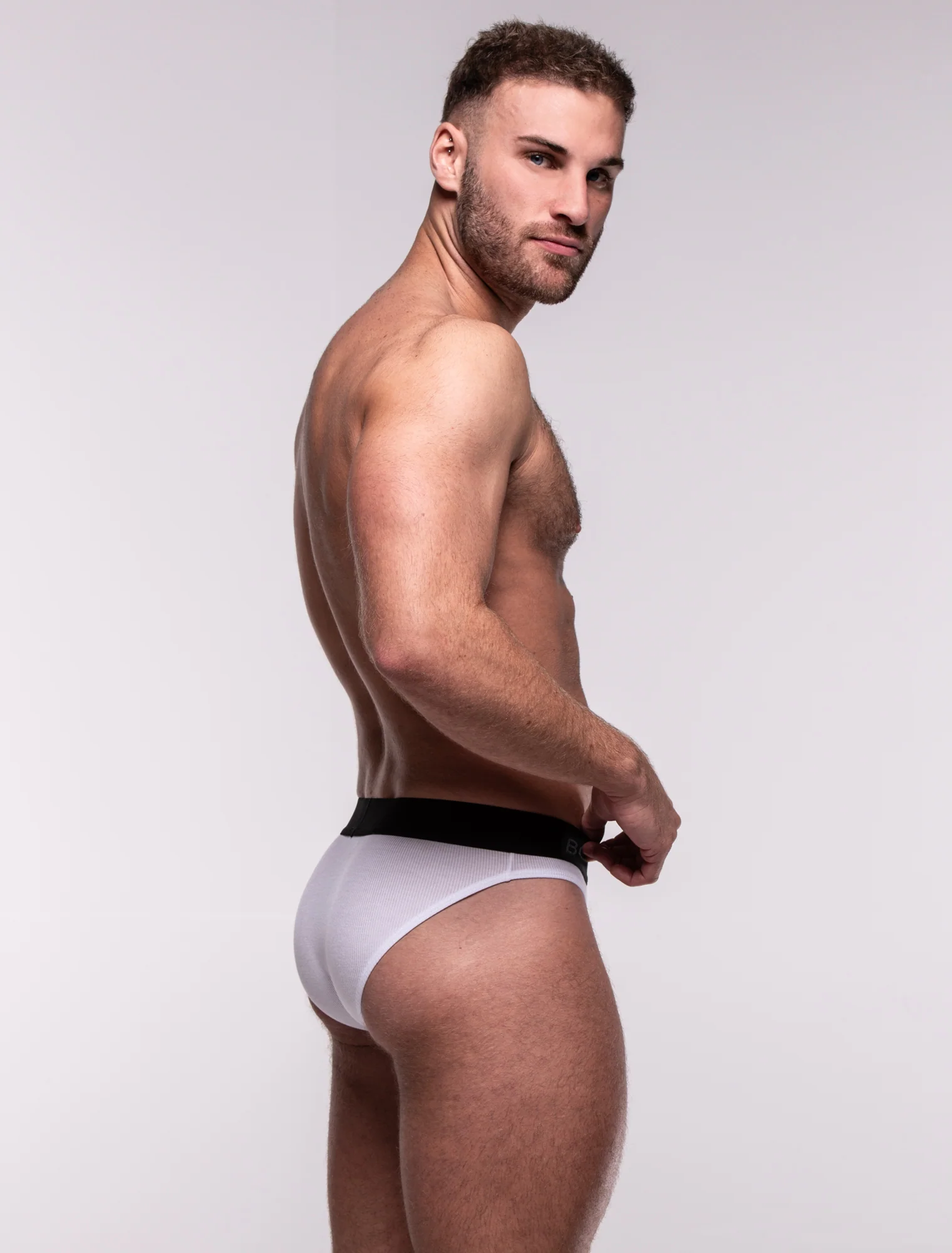 Mens Classic Ribbed Briefs - White - Image 5