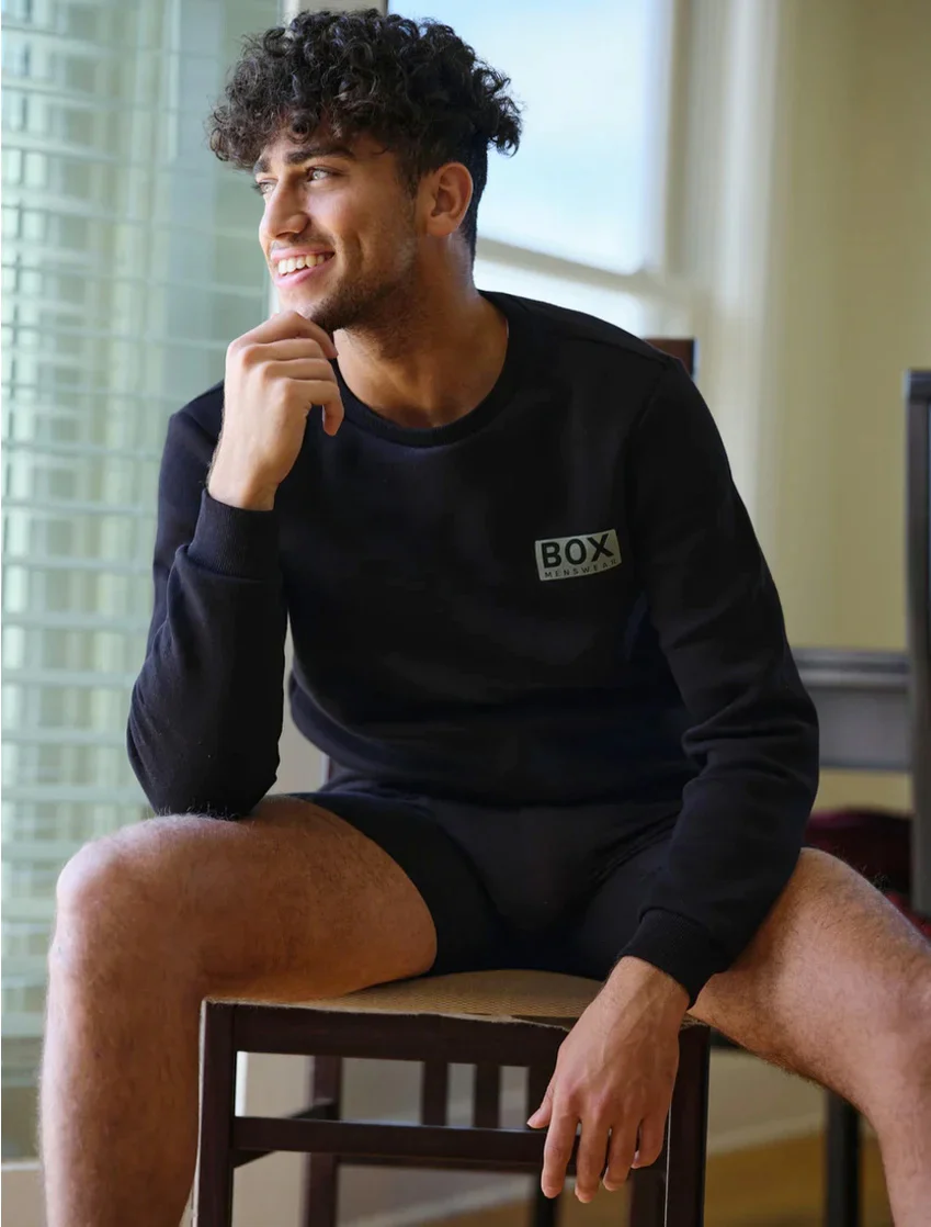 Slim Fit Crew Neck Jumper - Black - Image 3