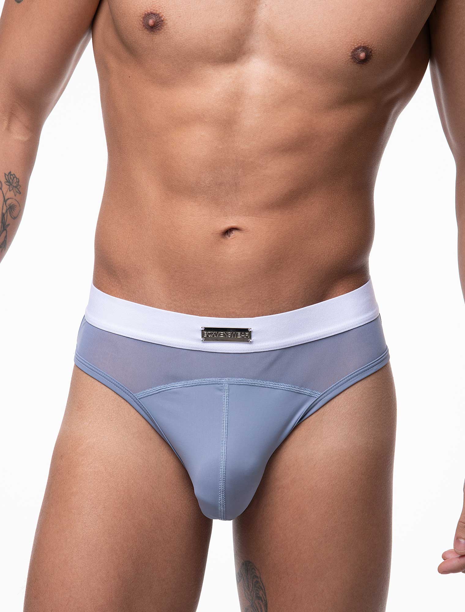 Mens Curved Mesh Briefs - Blue - Image 3