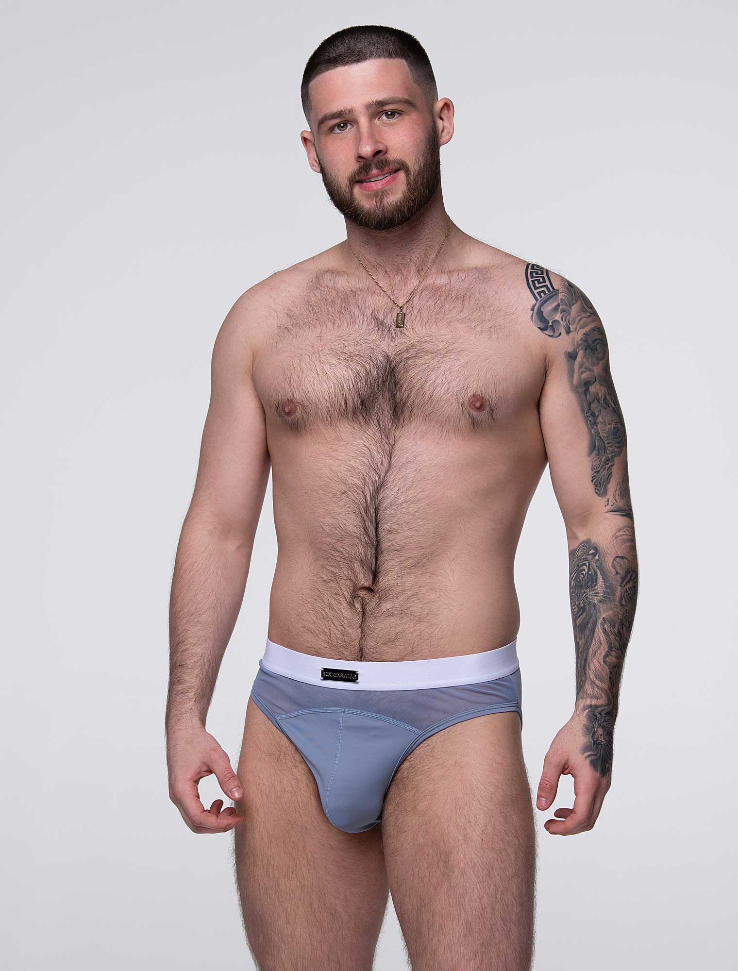 Mens Curved Mesh Briefs - Blue - Image 5