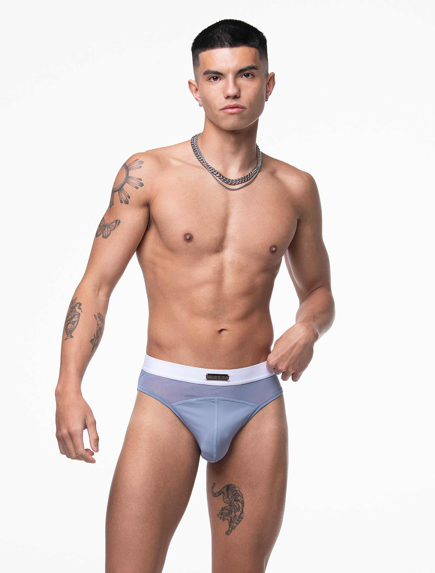 Mens Curved Mesh Briefs - Blue - Image 6