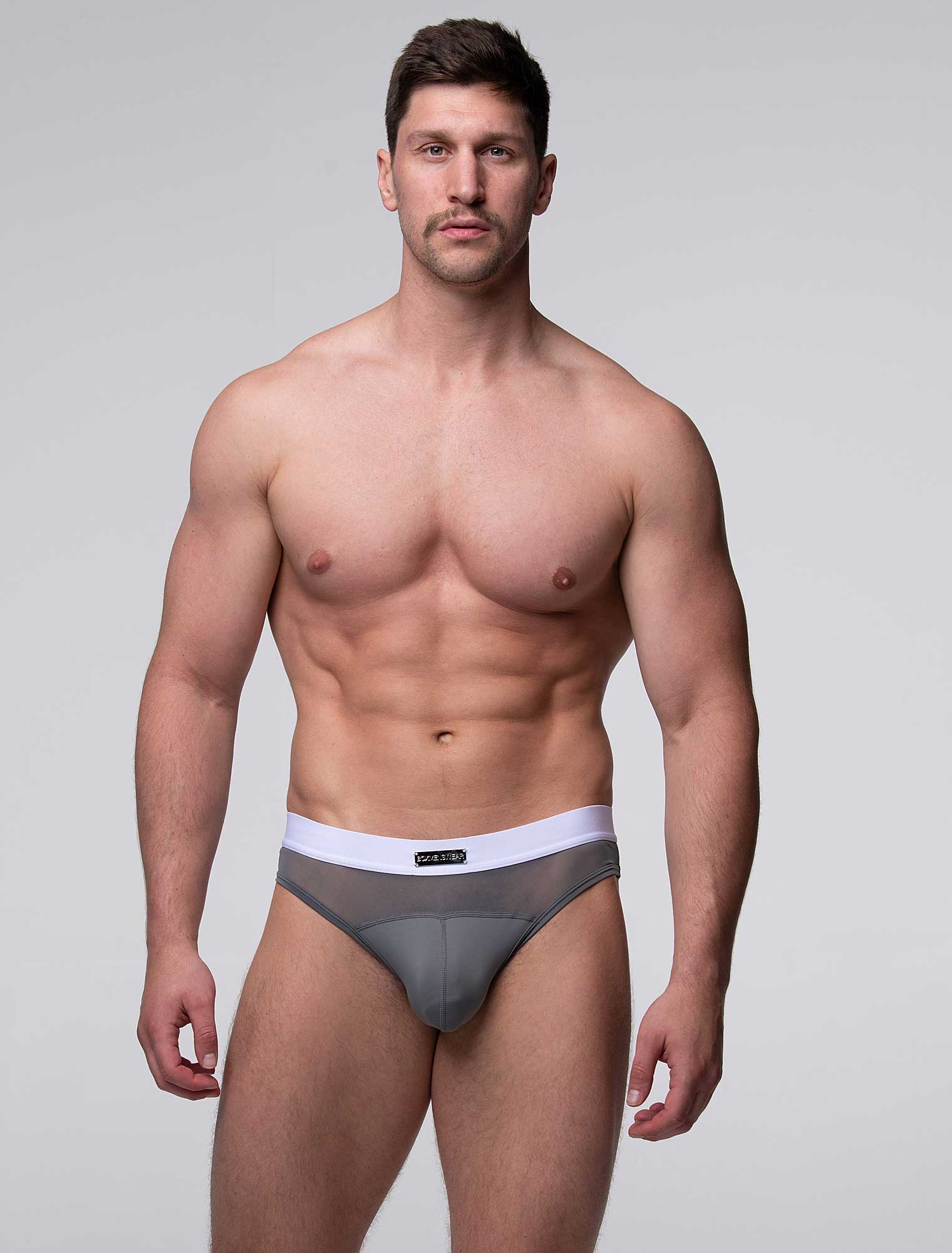 Mens Curved Mesh Briefs - Grey - Image 11