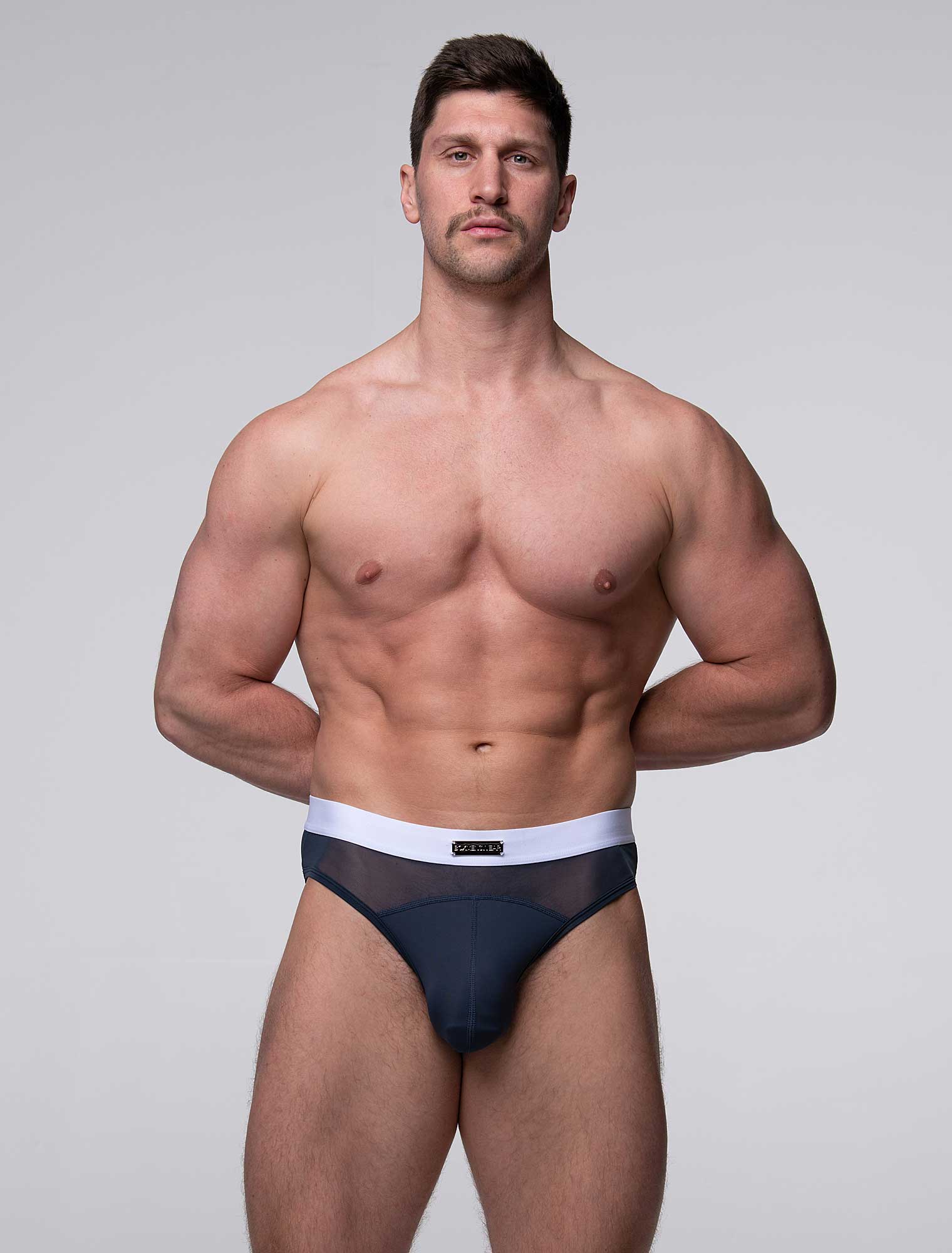 Mens Curved Mesh Briefs - Navy - Image 8
