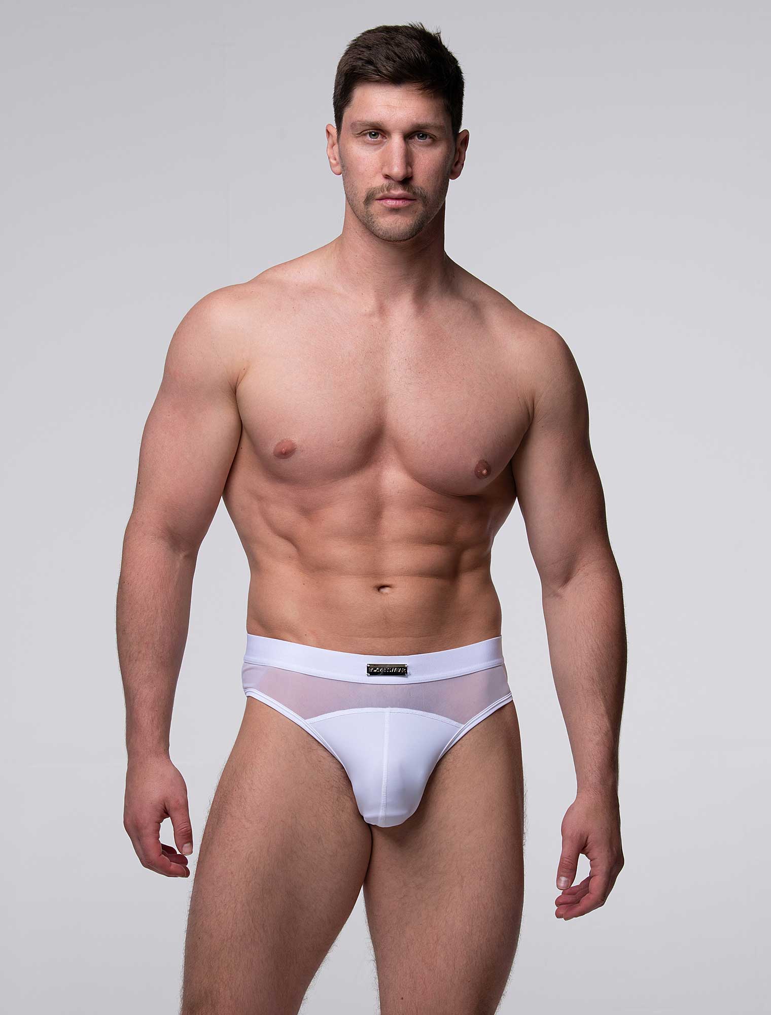 Mens Curved Mesh Briefs - White - Image 7