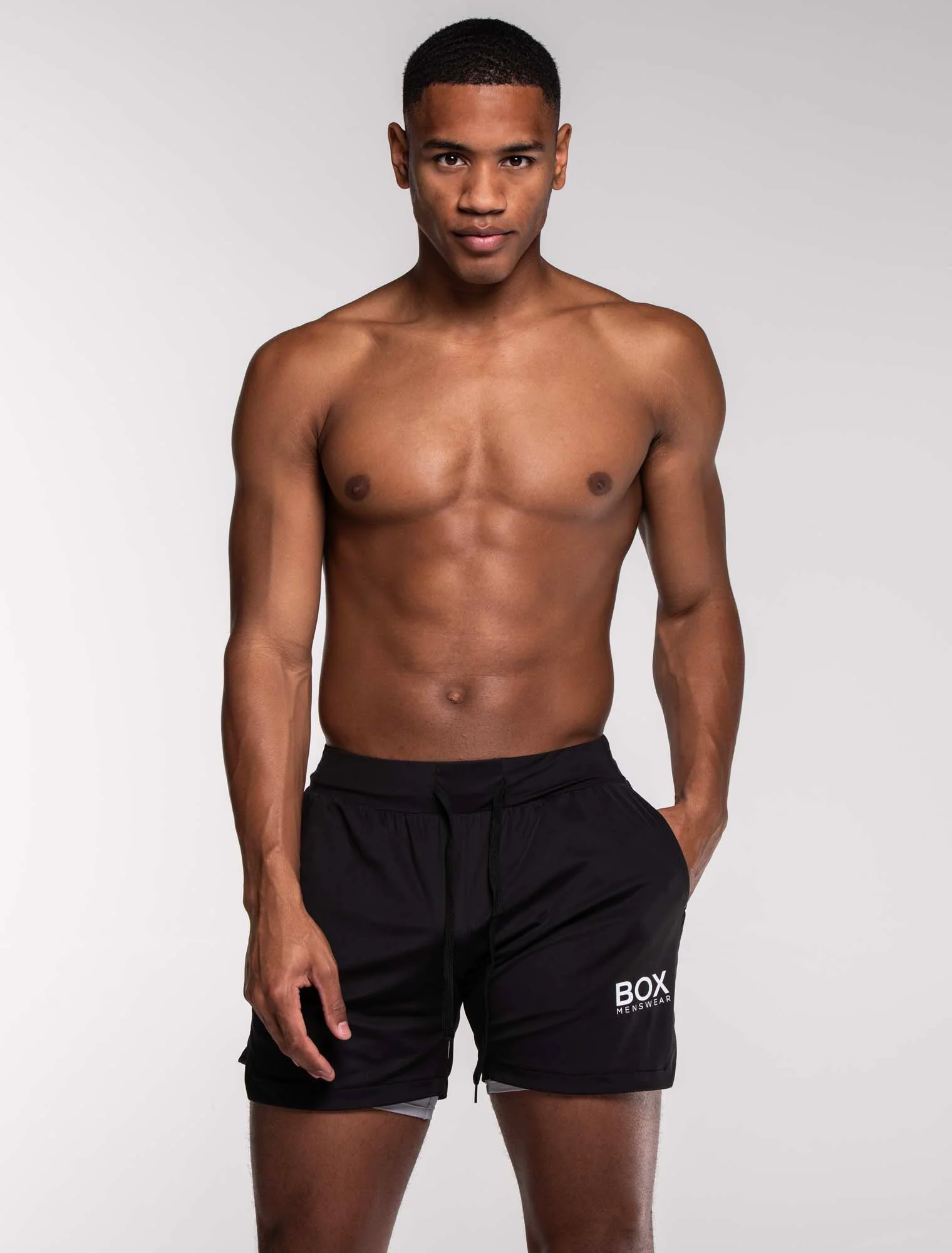 Mens Double Layer Sports Shorts - Black - Image 10